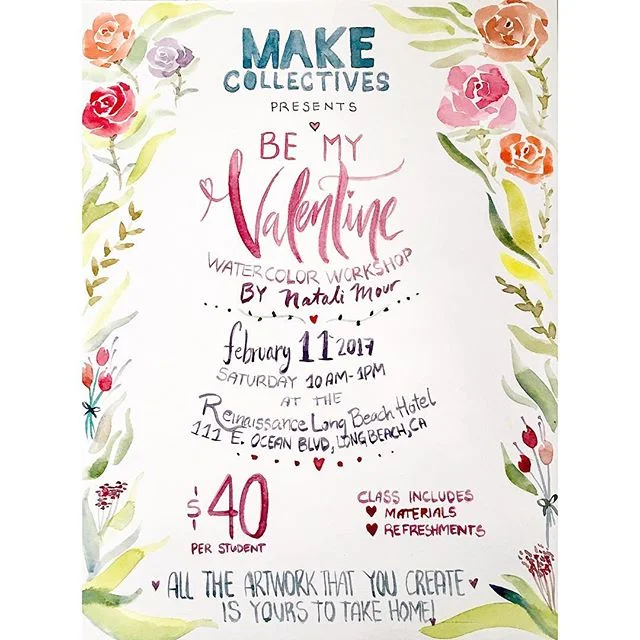 Be My Valentine Watercolor Workshop! 💦🎨💕
We have team up with @makecollectives and @renlongbeach to create this beautiful workshop! 
If you wish to sign up please go to www.makecollectives.com and go to Events! 😁👍🏻
&bull;
#entrepreneur #support