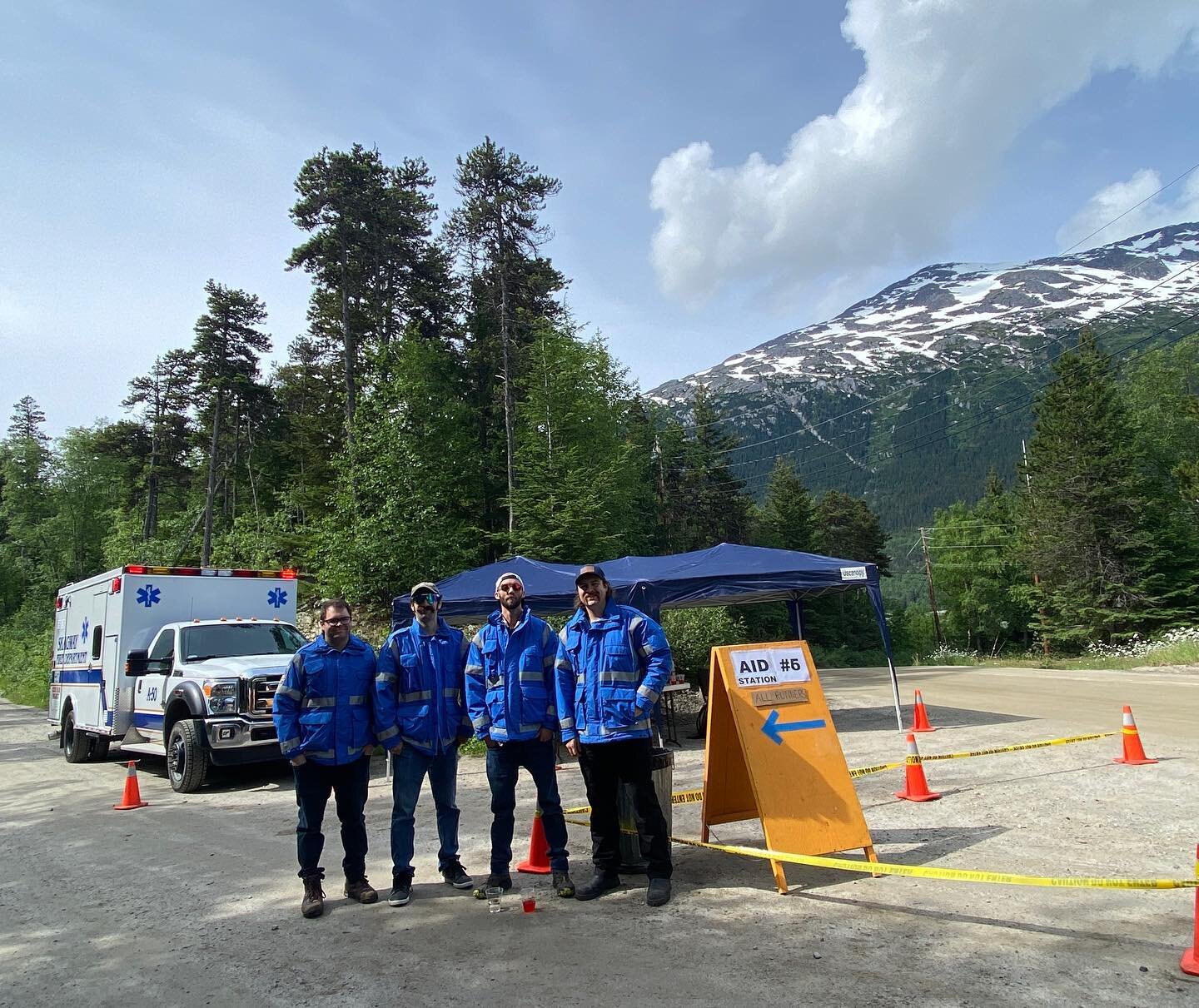 Skagway Fire Department was staffing Aid Station #6 at Nahku Bay Road during @duffsskagwaymarathon today handing out water, Gatorade, and cheers for the runners. This was also a good halfway point for any potential medical responses outside of town. 
