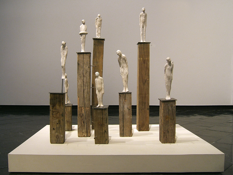      Piers , 2008, Ceramic, Wood, Steel, 40 x 48 x 36 Inches 