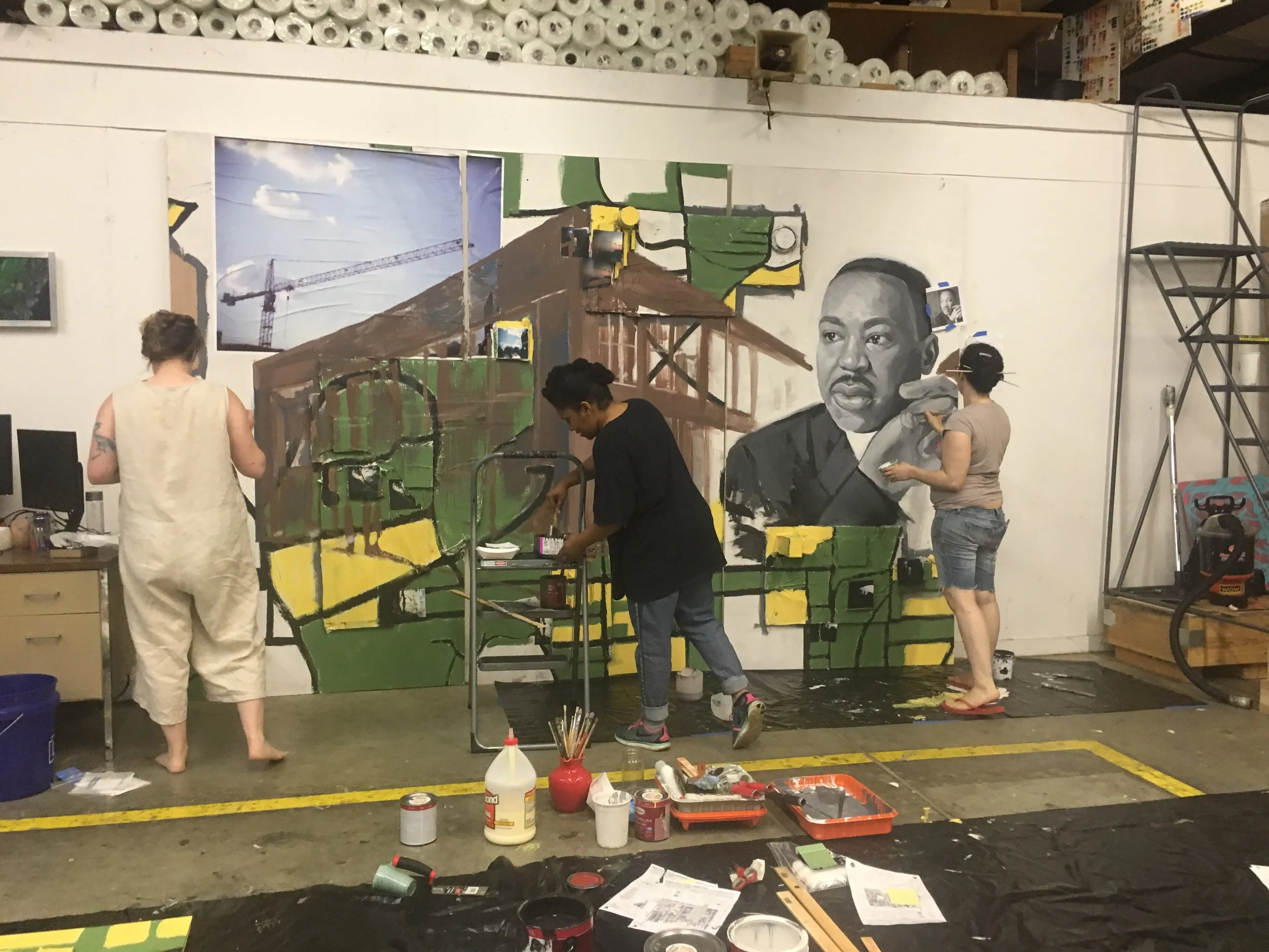 Hayleee, Angela & Angela painting the Live the Legacy II together
