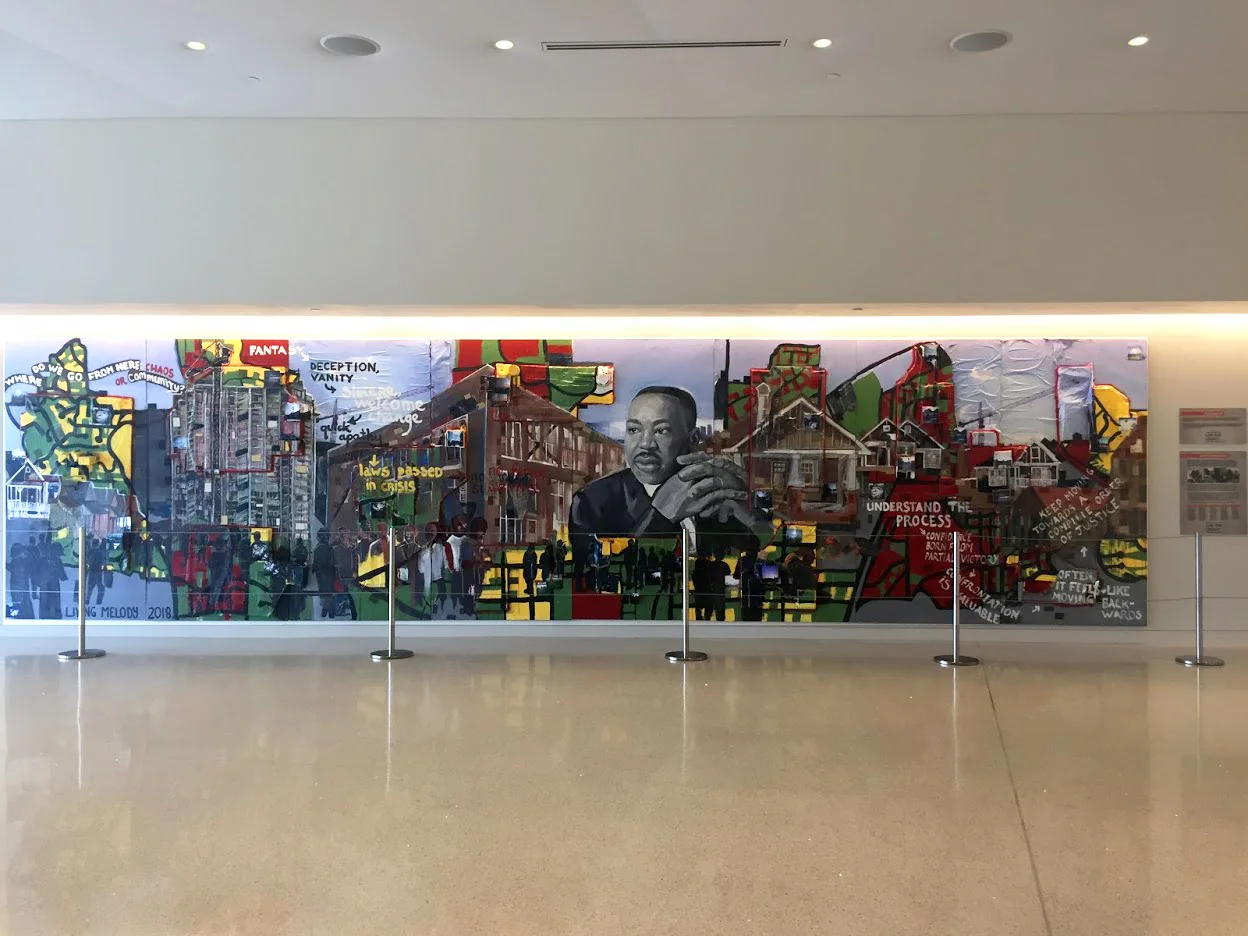 Live the Legacy II — at the Center for Civil and Human RightsLive the Legacy II is a 8’ x 32’ mixed media mural created for the Center for Civil and Human rights. An equal collaboration between all the five members of Living Melody Collective artist…