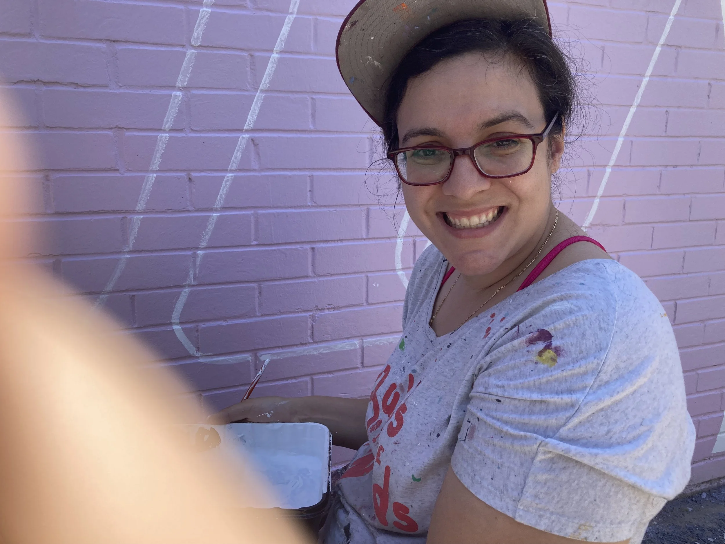 Painting selfie during Demitri Burke's wall