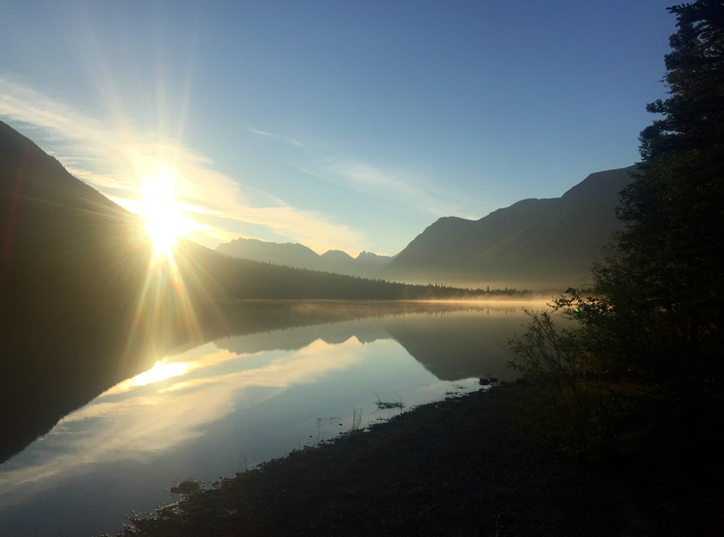 Sunrise from our camping spot on Lake Kontrashibuna