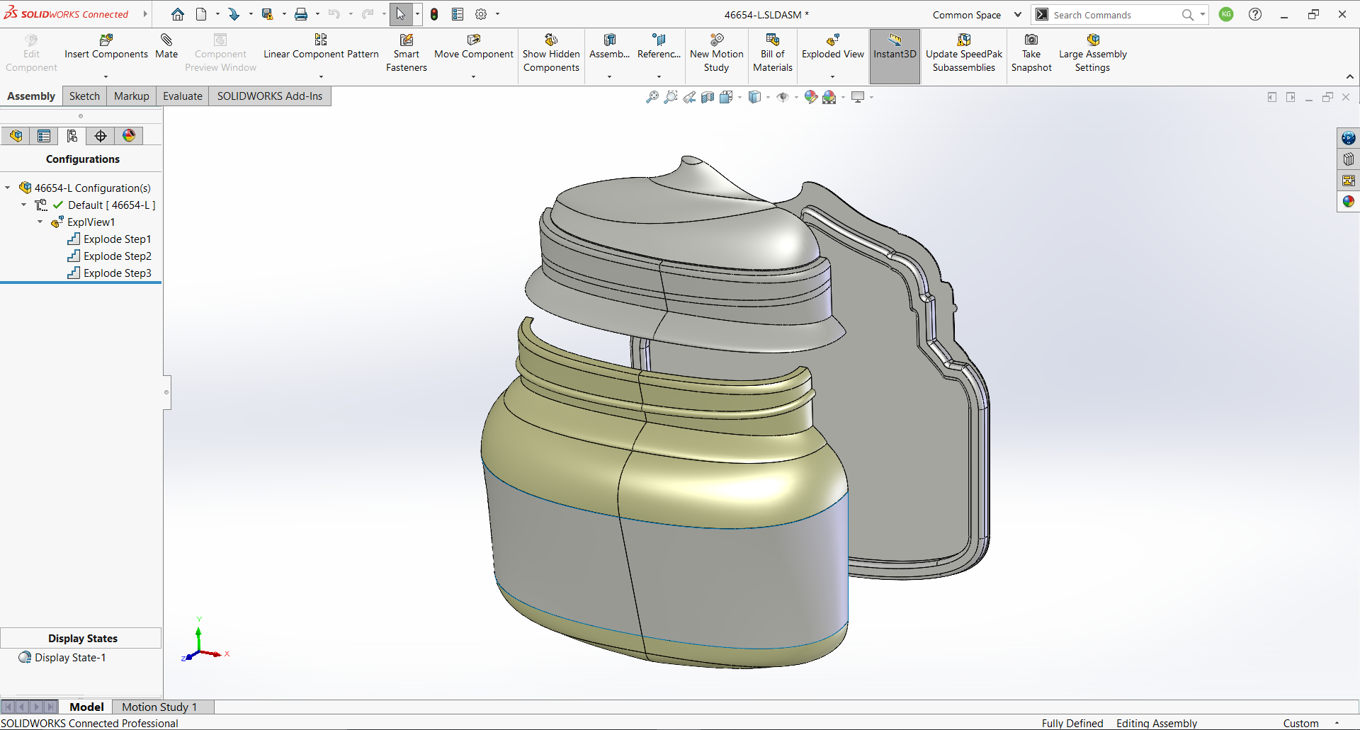 Exploded view of the jar factice vacuform