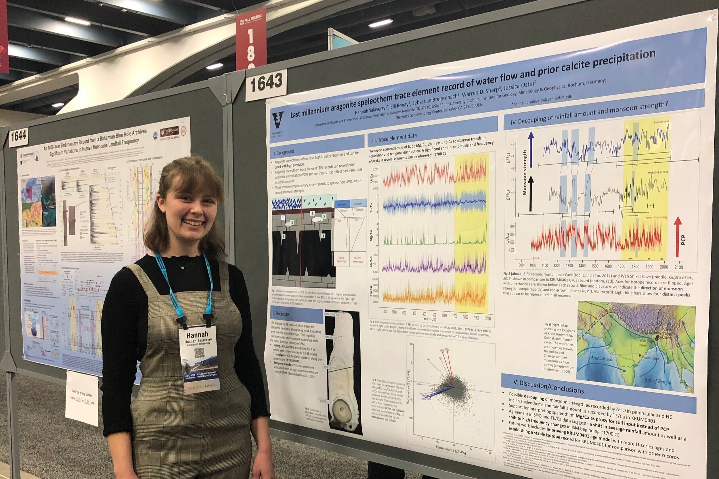 Hannah Salaverry (VU class of 2020) presents her research at the AGU Fall meeting in San Francisco in December 2019.