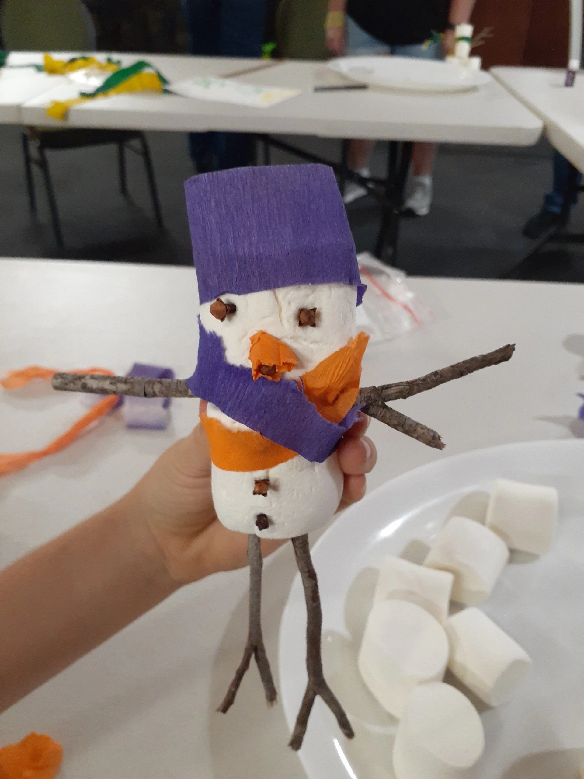  A marshmallow snowman – snowman making was one of the Olympic activities 
