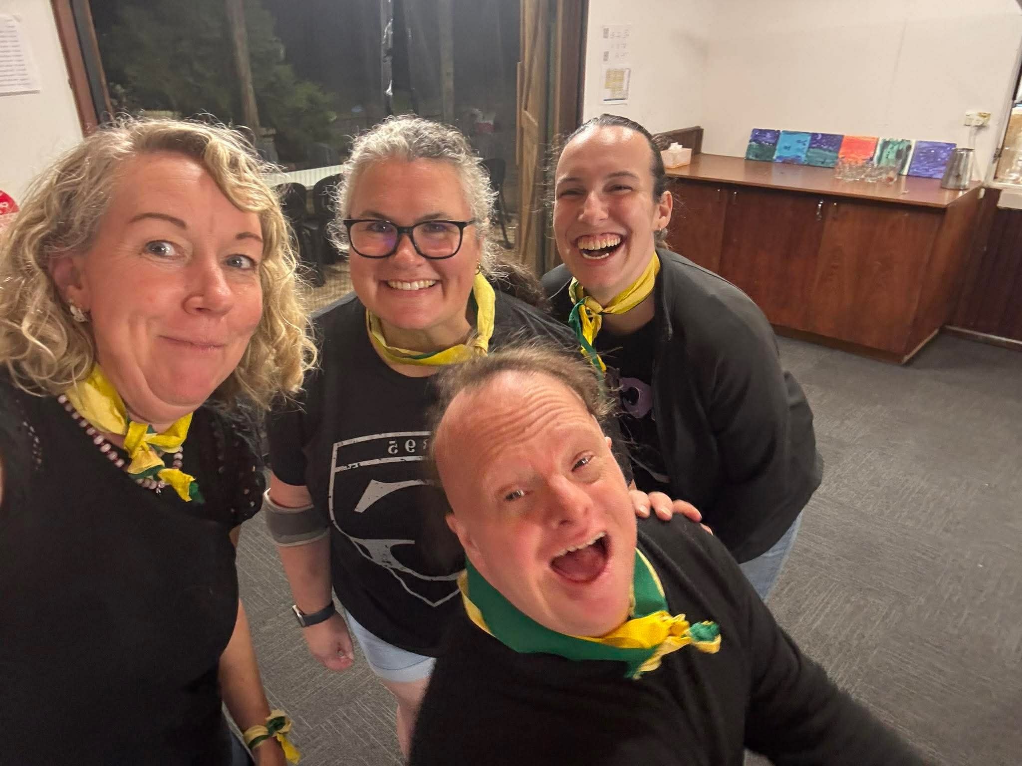  Team Cunningham (From BOM the musical) pose for a photo 