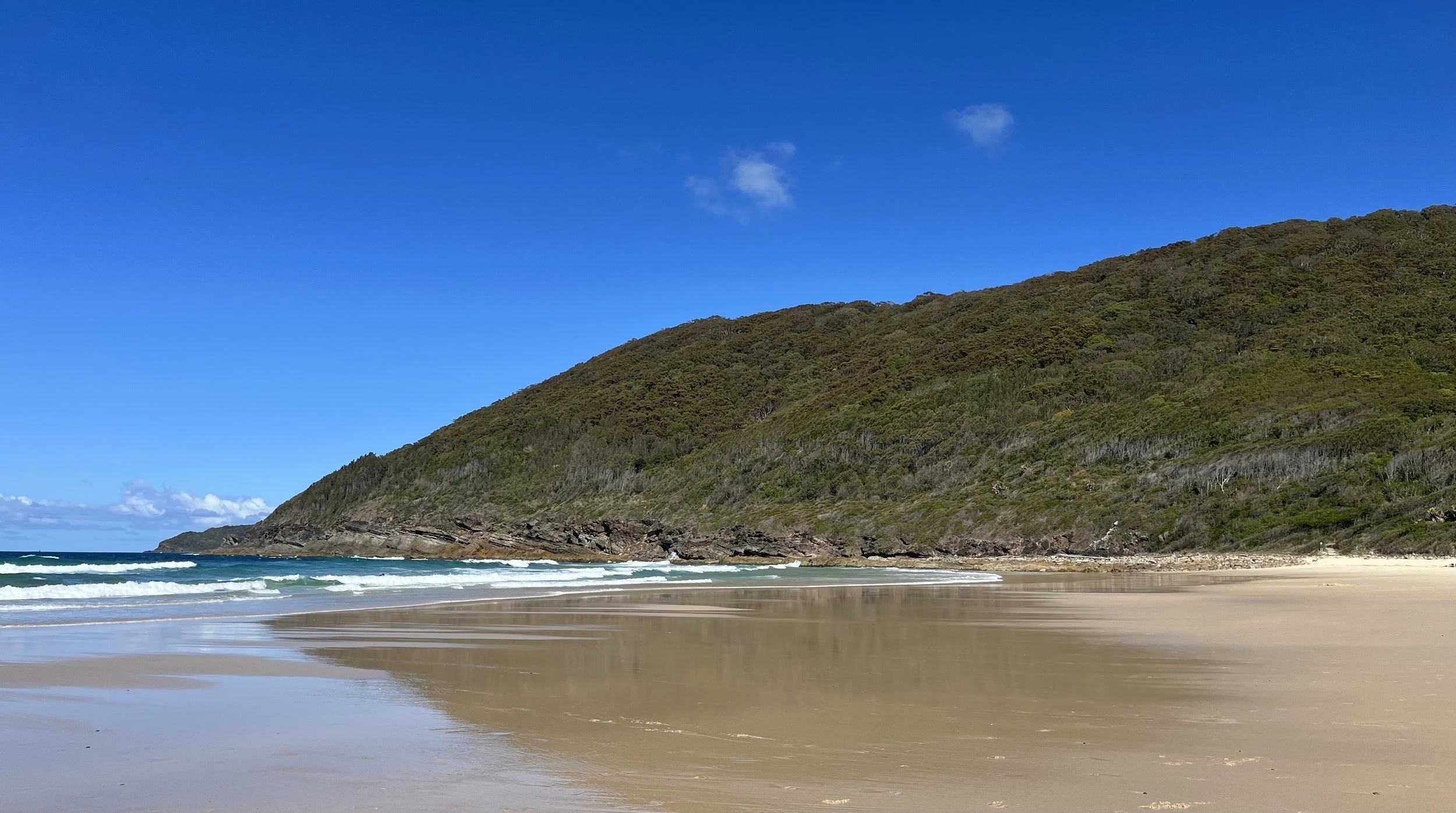  The beach at Tiona Park was looking beautiful over Easter and we had a couple of opportunities to walk along the edge of the water to Booti and beyond.&nbsp;&nbsp; 