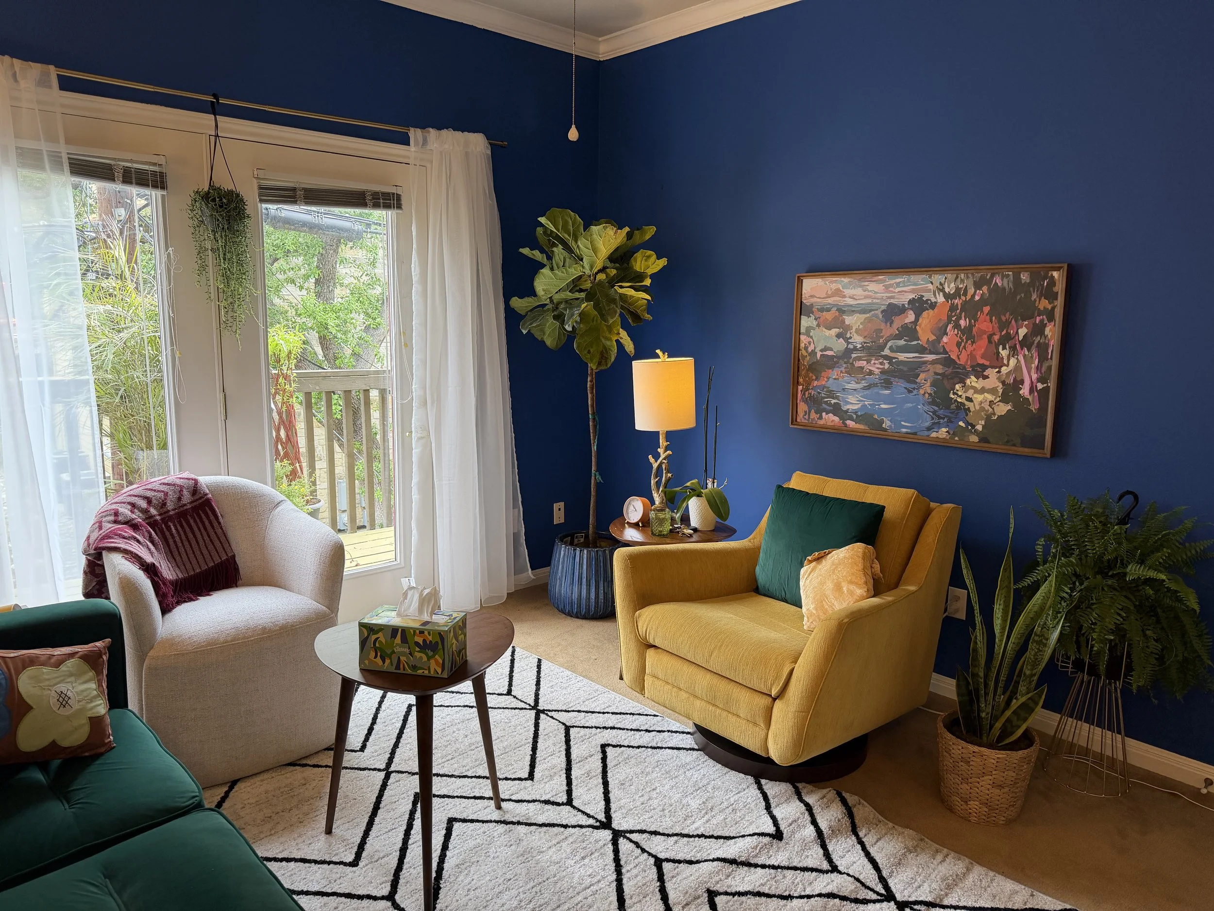 Designer Blue & Yellow Therapy room