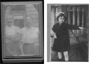 Left: Mendel and Sarah Maltinsky, date unknown, possibly 1899, possibly New Jersey. Right: Freda Maltinsky, daughter of Mendel and Sarah, 1916 (age 16).