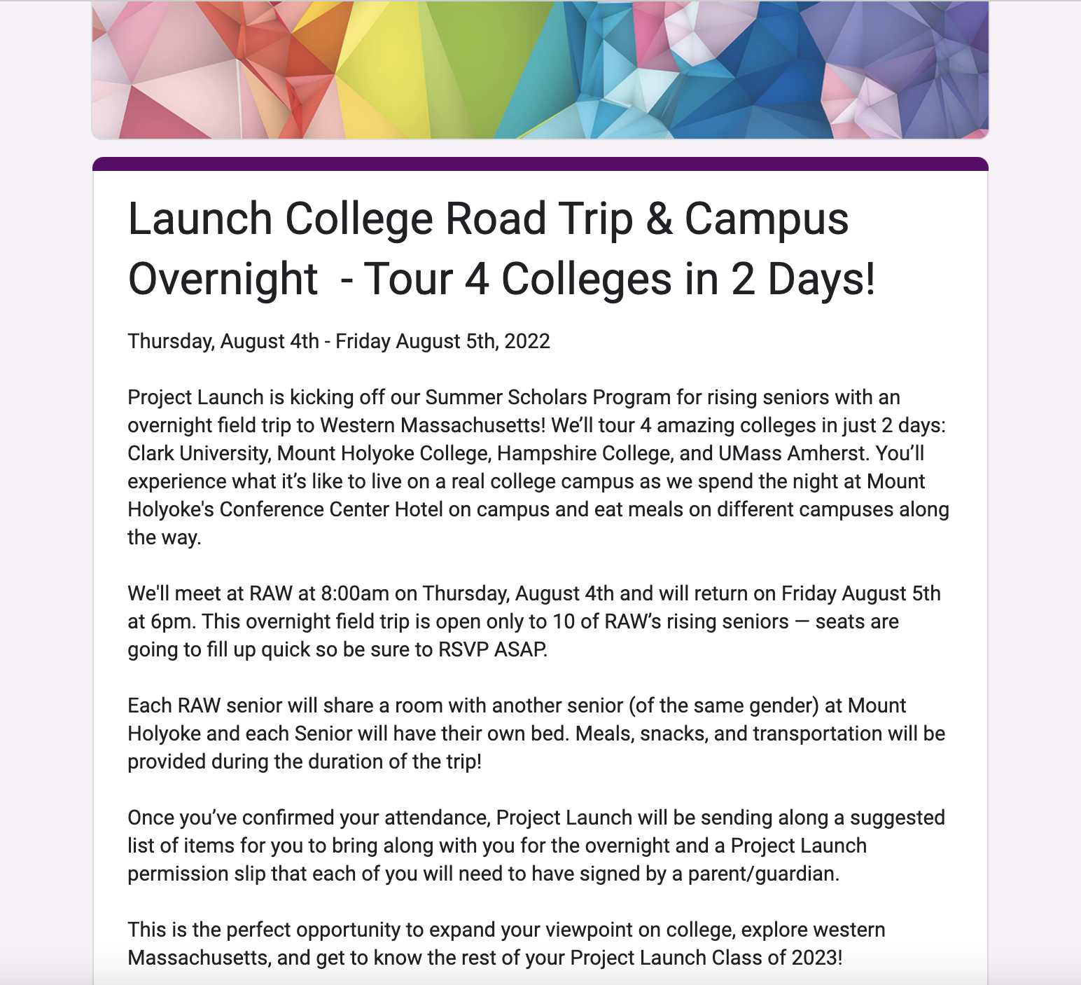 Launch College Road Trip!