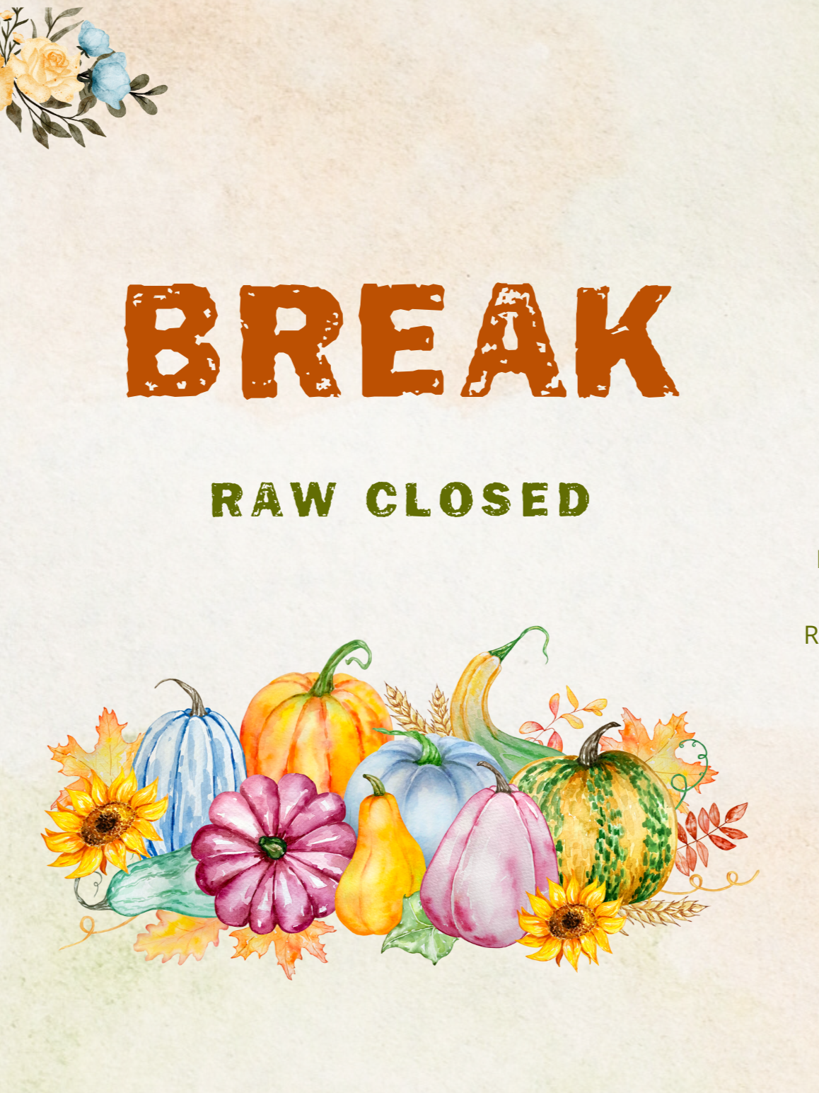 Thanksgiving Break - RAW Closed 