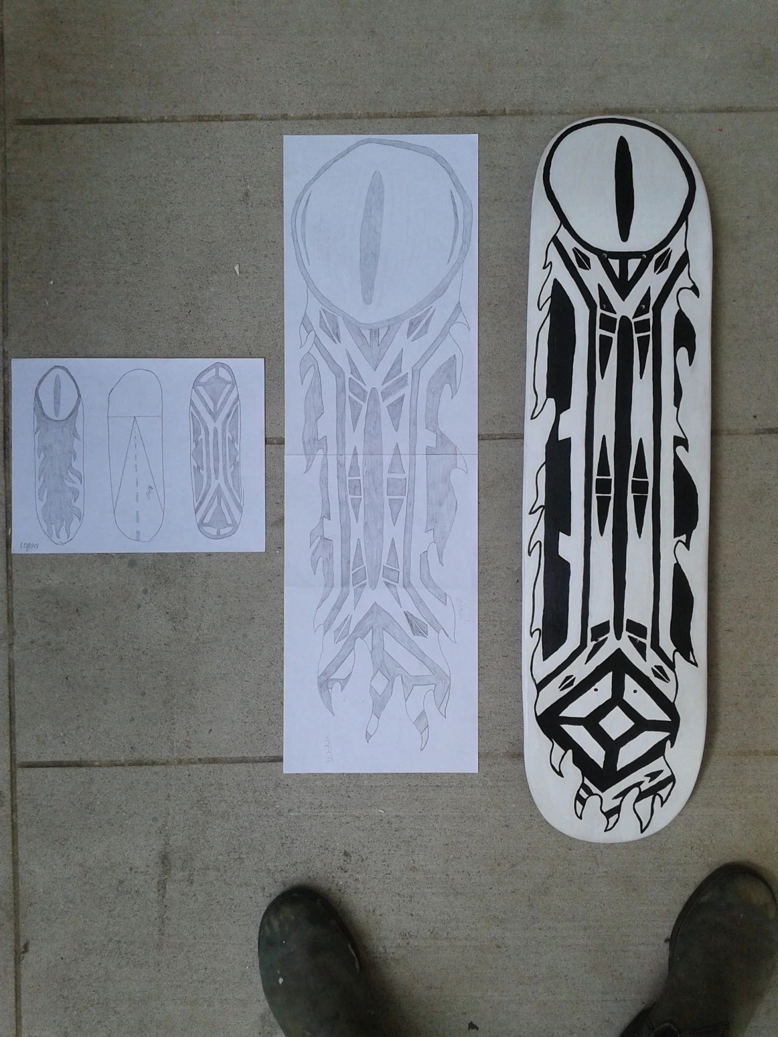 process, thumbnails, larger sketch, finished board