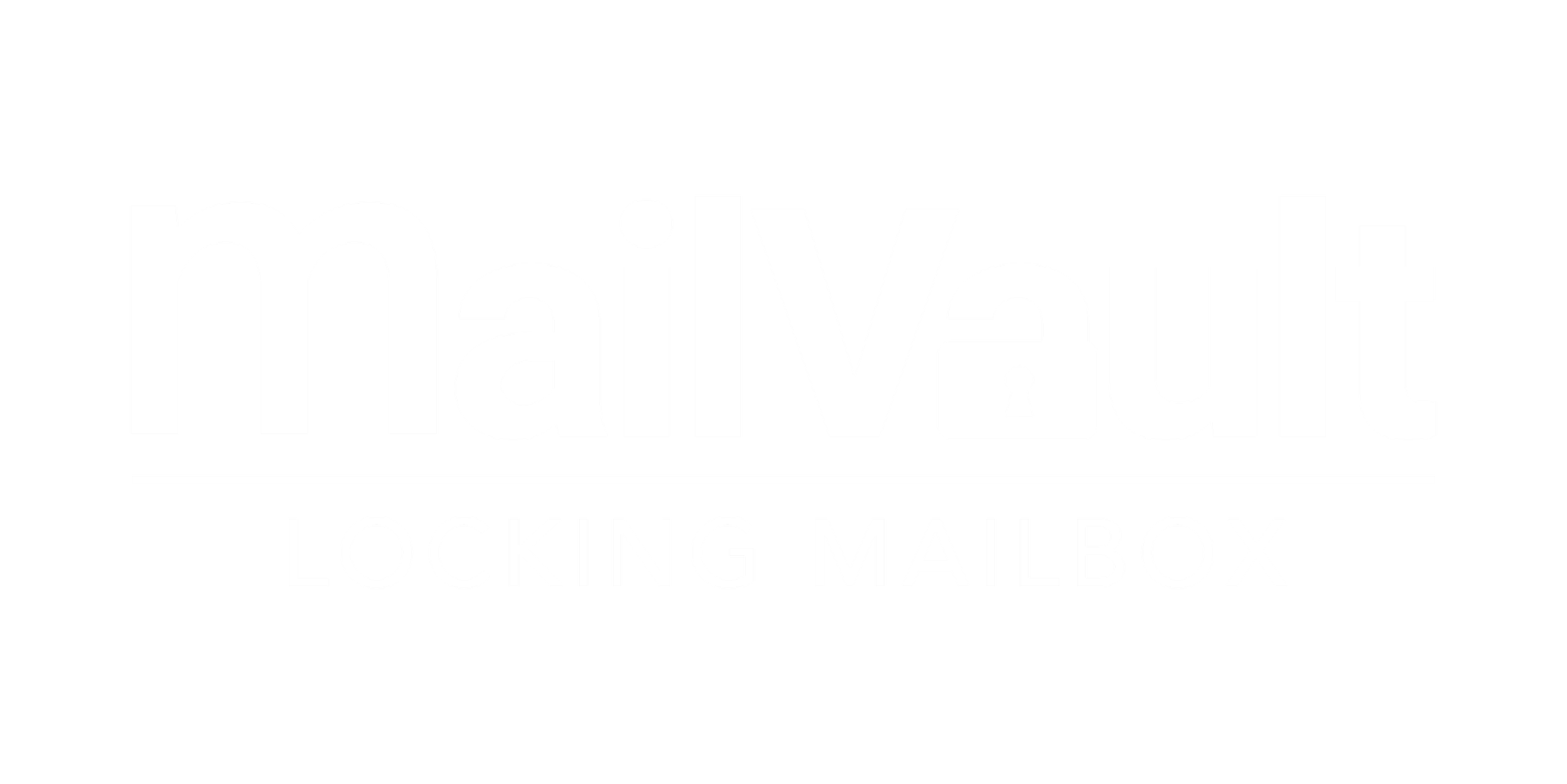 Logo of MailVault Locking Mailbox with white text on black background.