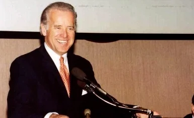 Senator Joe Biden speaking at a 2002 aic event