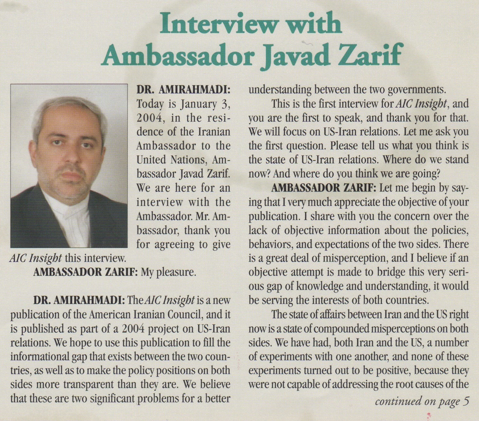2004 Interview with Ambassador Javad Zarif