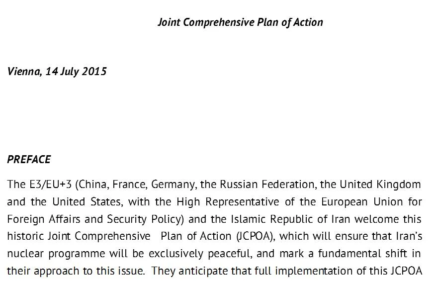 Full Text of the Iran Nuclear Deal