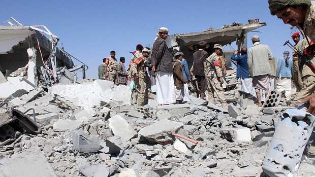 aftermath of saudi-led aerial bombing of saada airport, march 2015