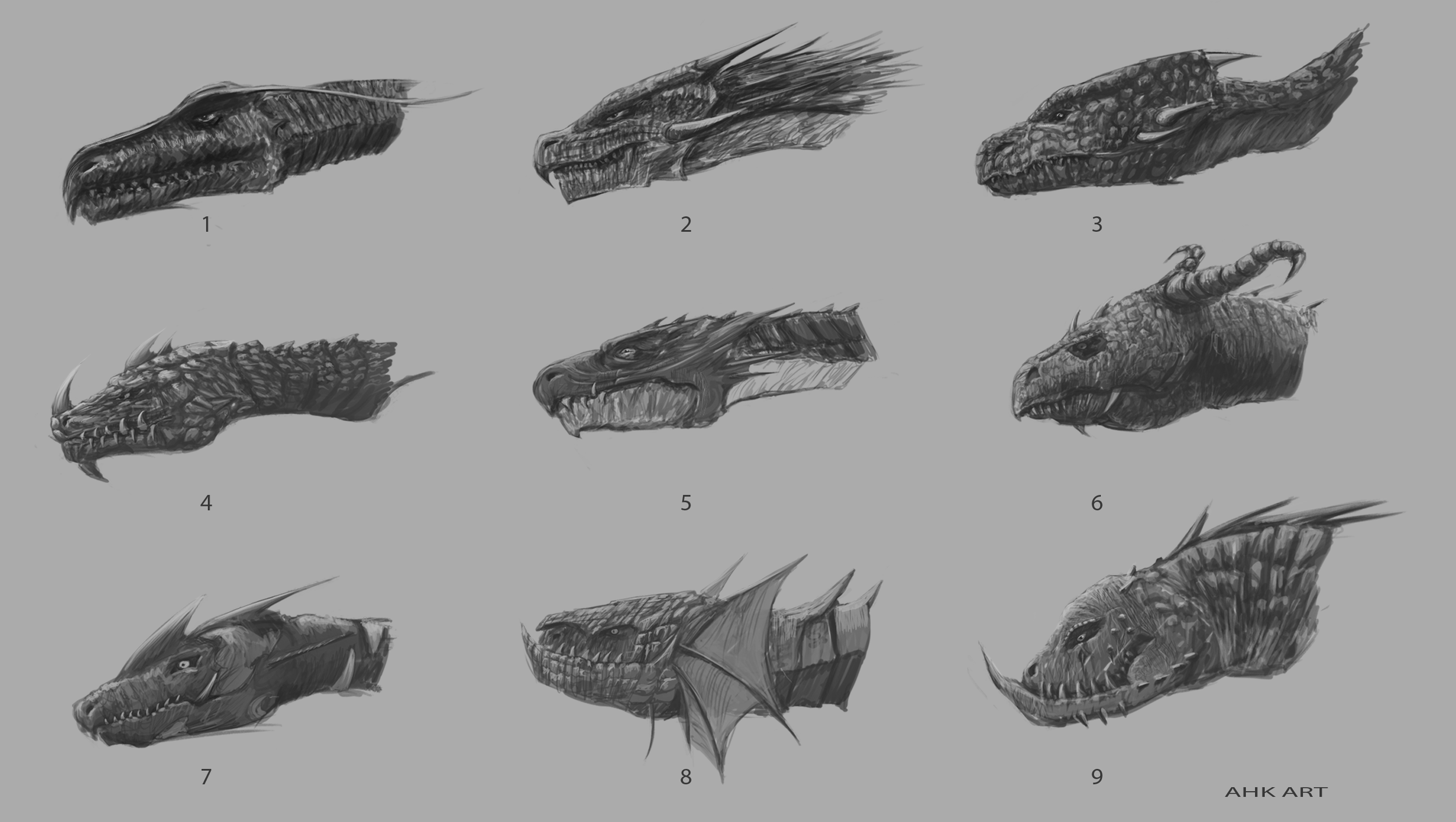 Dragon Head Variation Sketches 