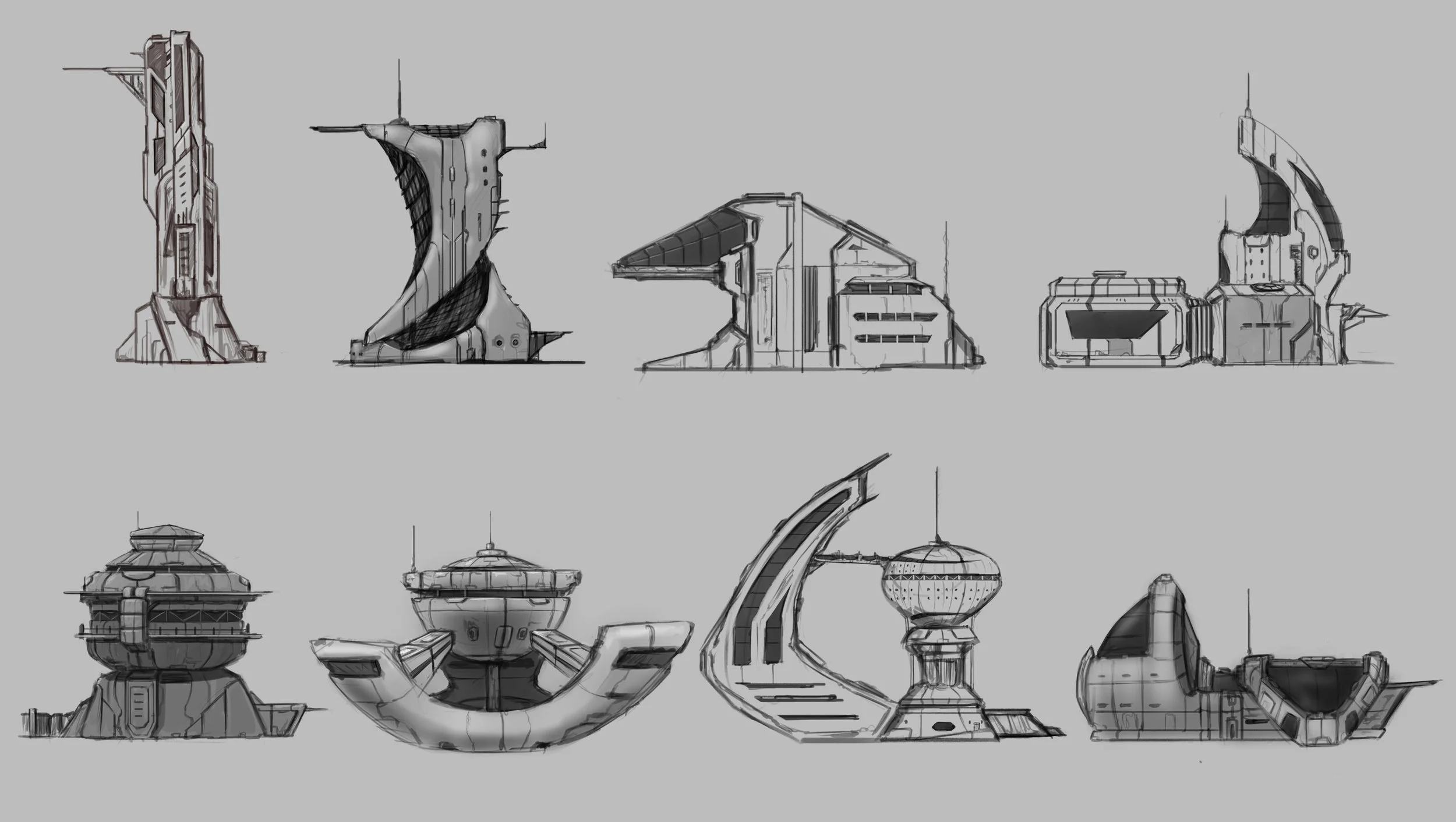 Sci Fi Lab Design Variation Sketches 