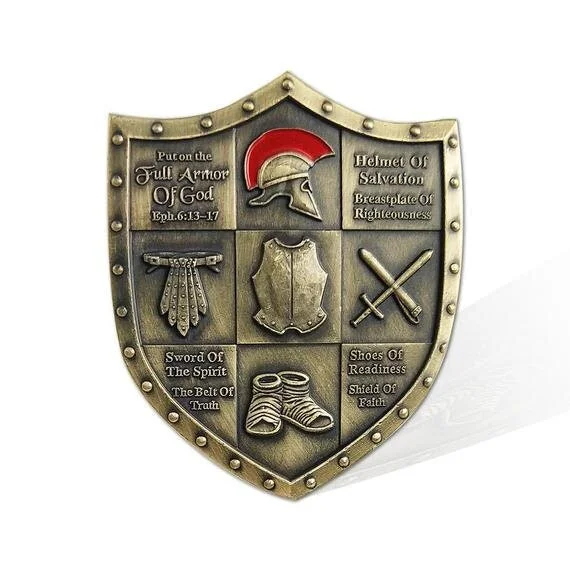 Put On The Full Armor Of God Challenge Coin – Crusader Knights – Ephesians 6:13 – Antique Bronze
