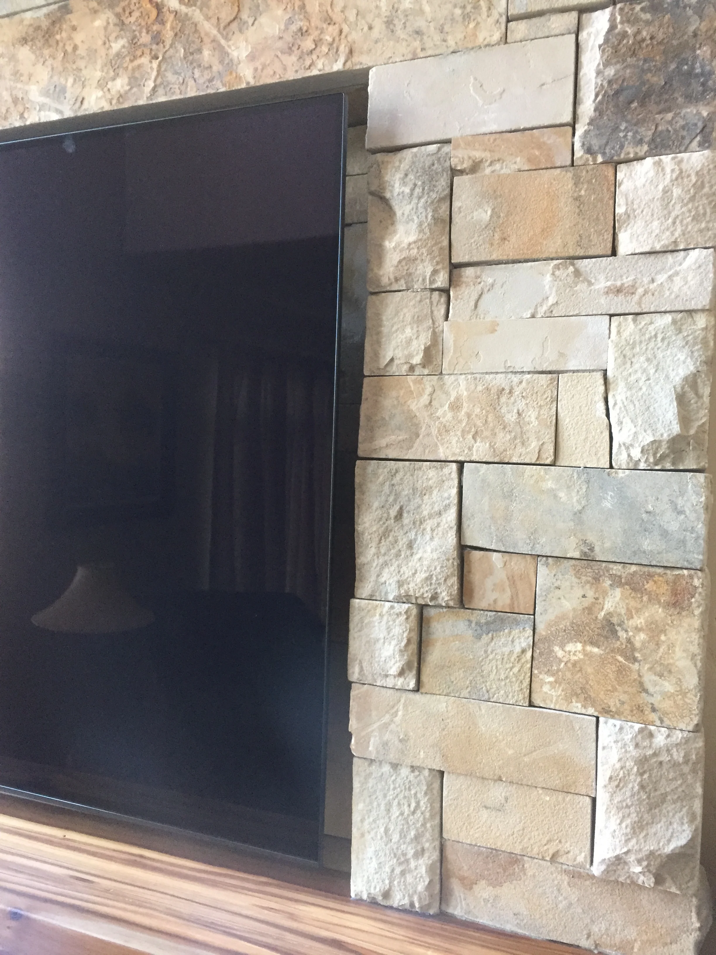 Stone Fireplace Recessed TV