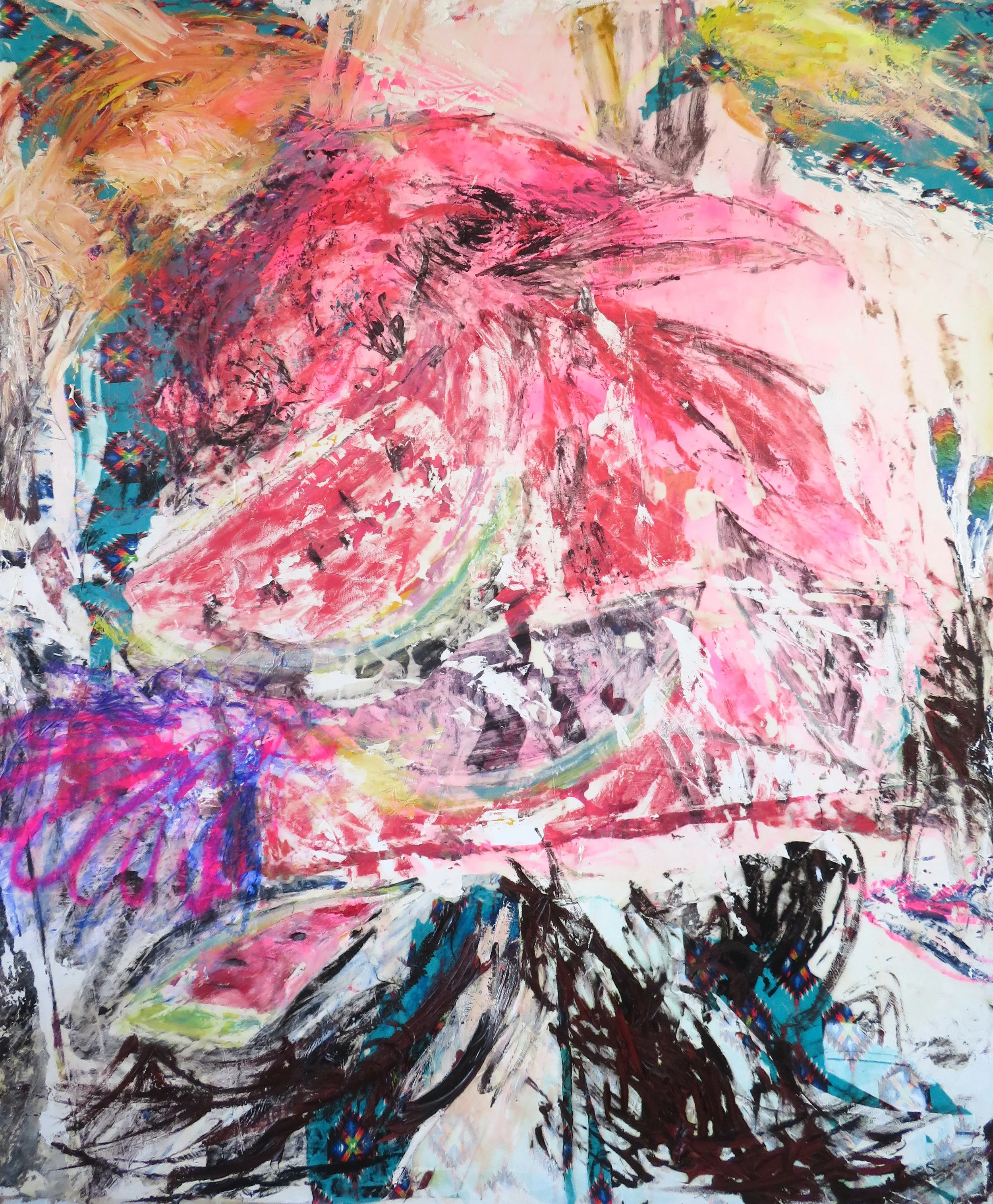 "Cuervo Rosa", 60" x 50", 2025