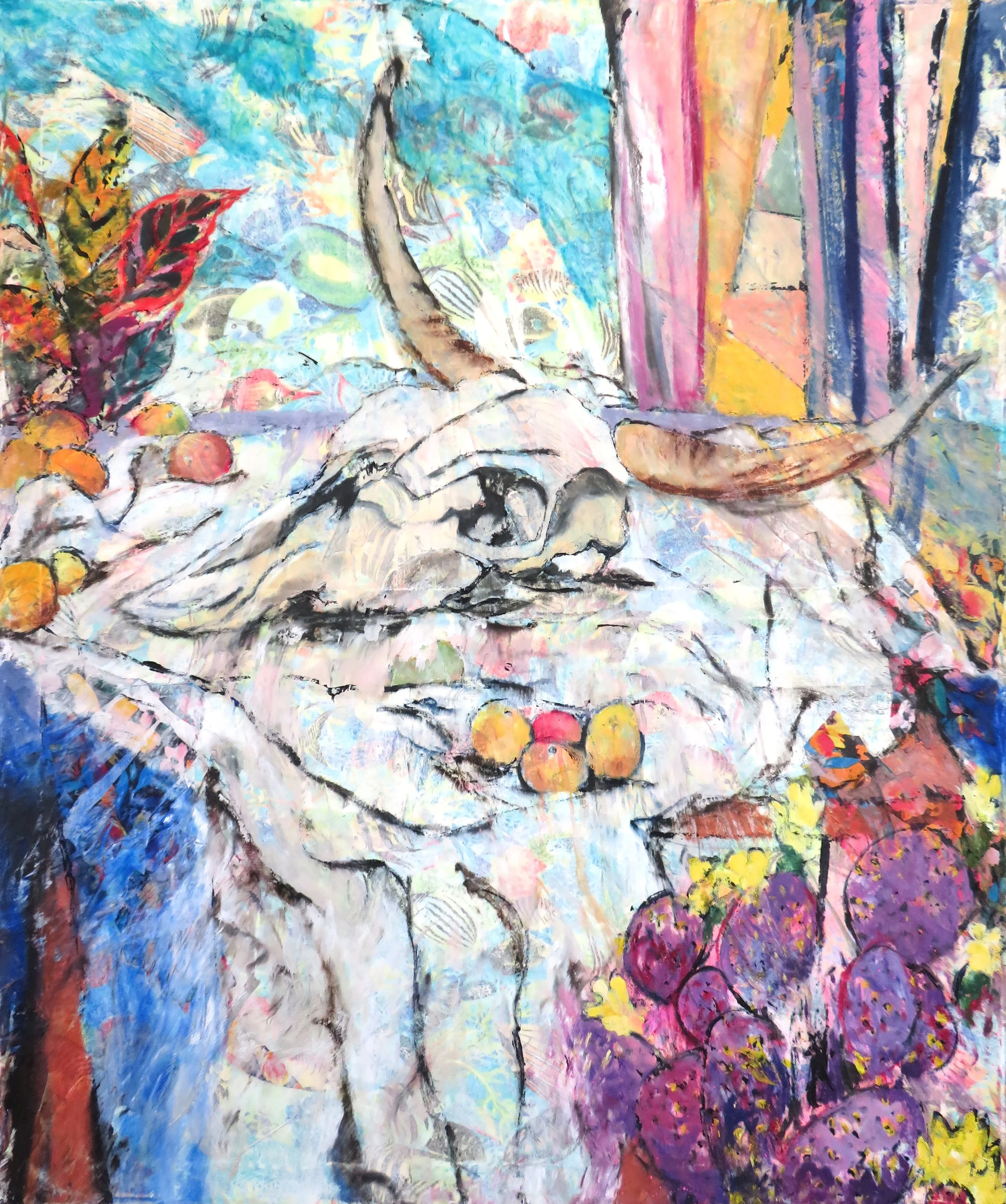 "Still Life with Longhorn Skull", 48" x 40", 2025