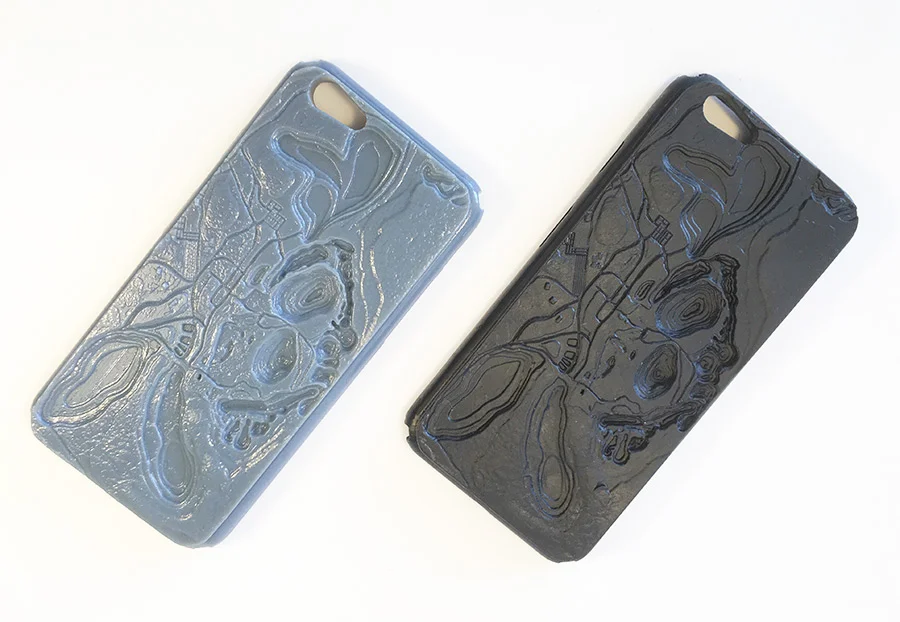 REE-minder Phone Cases (2016) REE_minder Cases are 3D printed phone cases that use designs based on topology maps of the Bayan Obo Mining District, China, where the largest deposits of the world's Rare Earth Elements (REE) are found and sourced. Shown at ISEA2016 Hong Kong , International Symposium for Electronic Art; part of the ongoing work Conversation Pieces: REEs