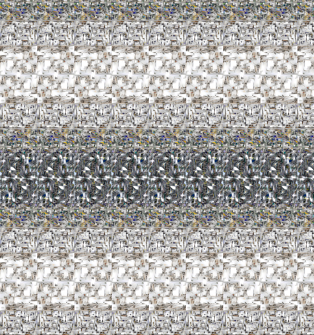 Infrastructure Fabrics (2015-2016) Infrastructure Fabrics is an ongoing exploration of imagery, textile designs and garments that translate and remix publicly shared pictures of infrastructures related to data flow, signal traffic and global networks using machine learning and texture synthesis techniques based on AI neural networks. Shown at the Deep Dream Symposium