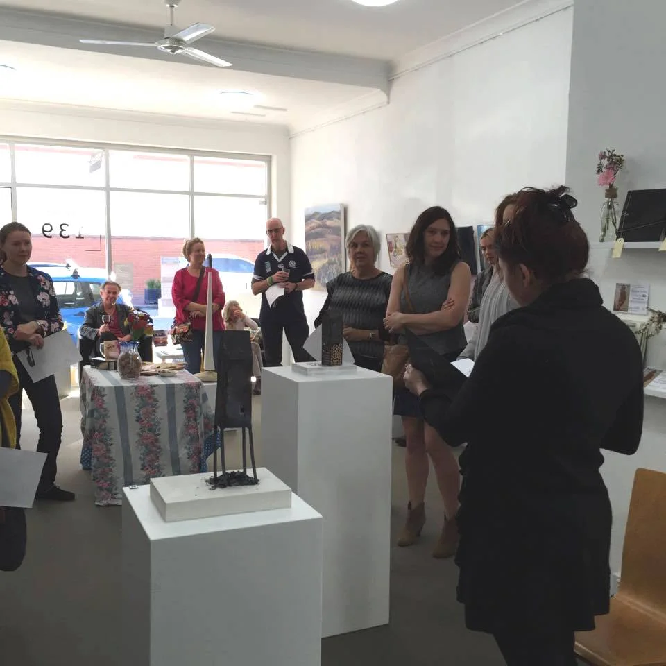 Maggie Hall performing her poem written in response to the exhibition INSIDE OUTSIDE at the opening on Saturday 29 August 2015 