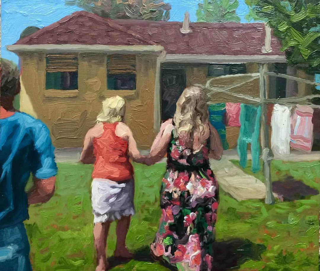 Peter Lankas "Thinking of Dick Roughsey" oil on board 400 x 450mm