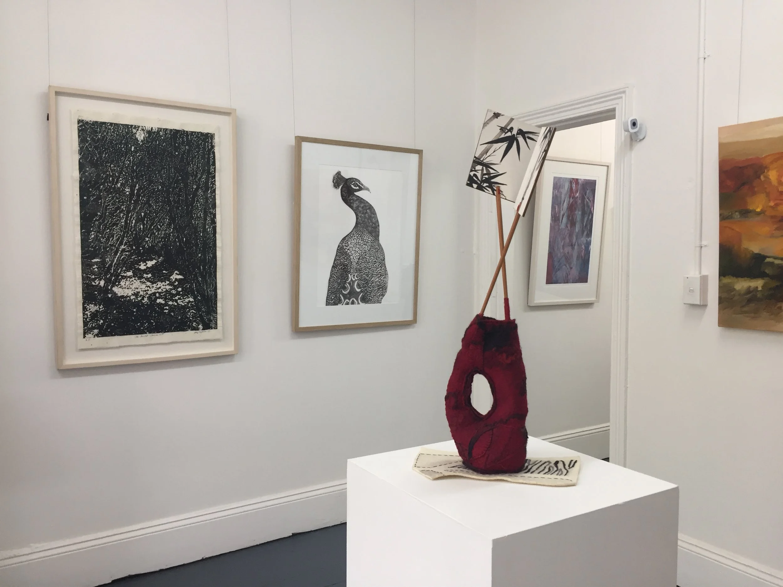 install view printmaking by Sally Reynolds, Terri Brander, Helene Leane, painting by Lydia Miller, sculpture by Giselle Penn