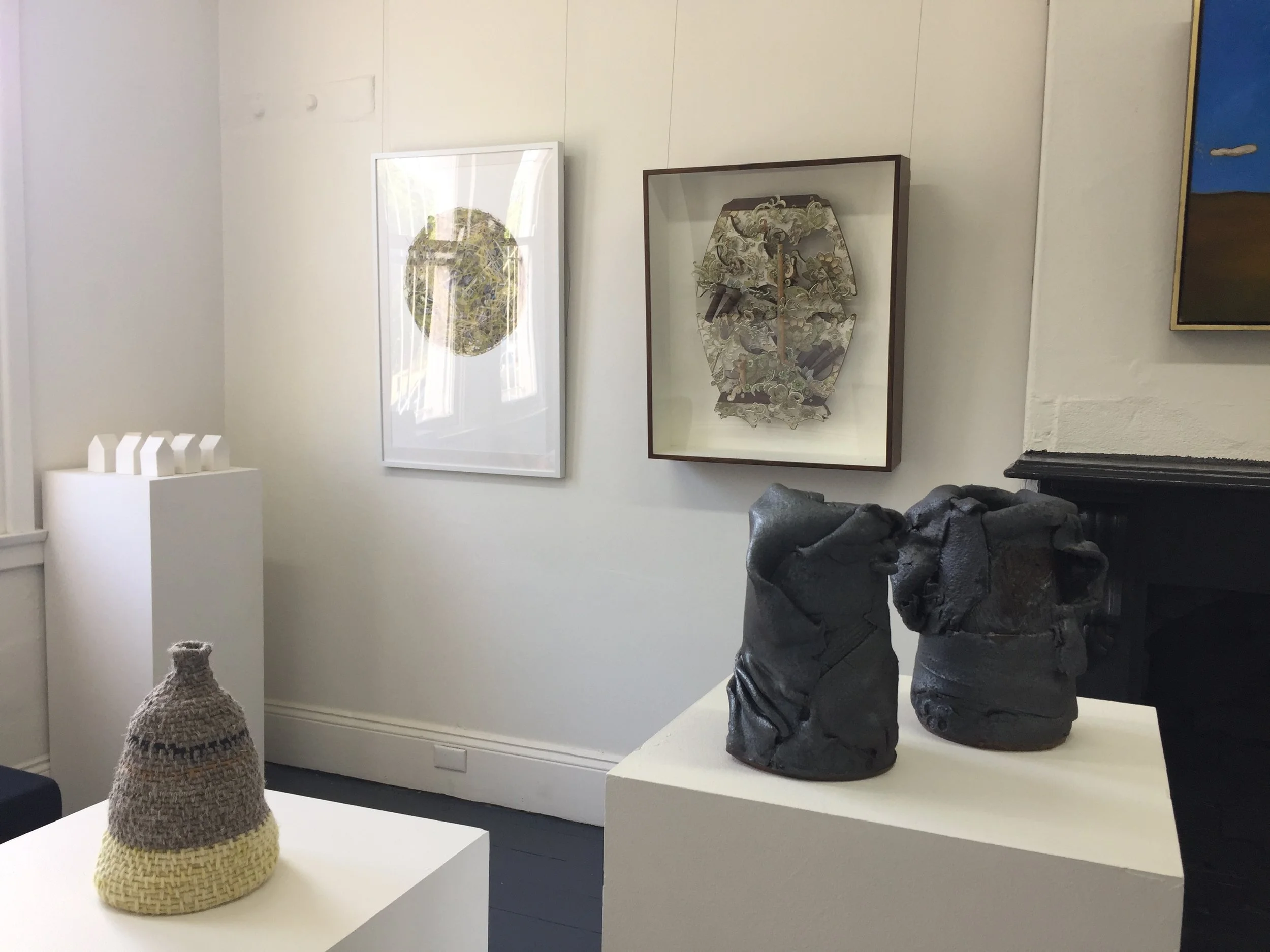install view on wall Alison Smith, Dominic Kavanagh, porcelain houses Nadia Aurisch, vessel Melissa Bull, ceramic vases John Heaney