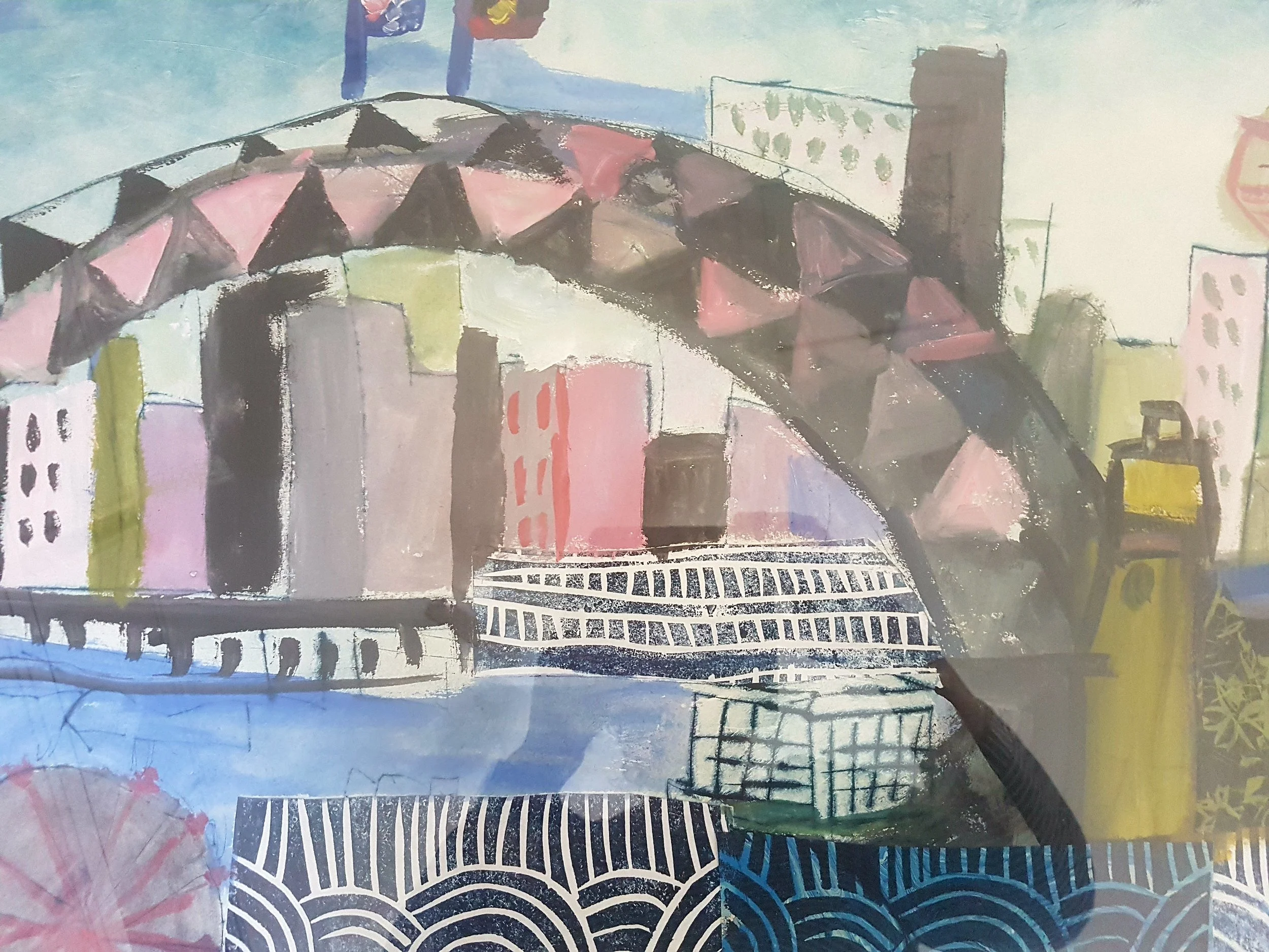 Jane Collins drypoint etching and collage $650.00