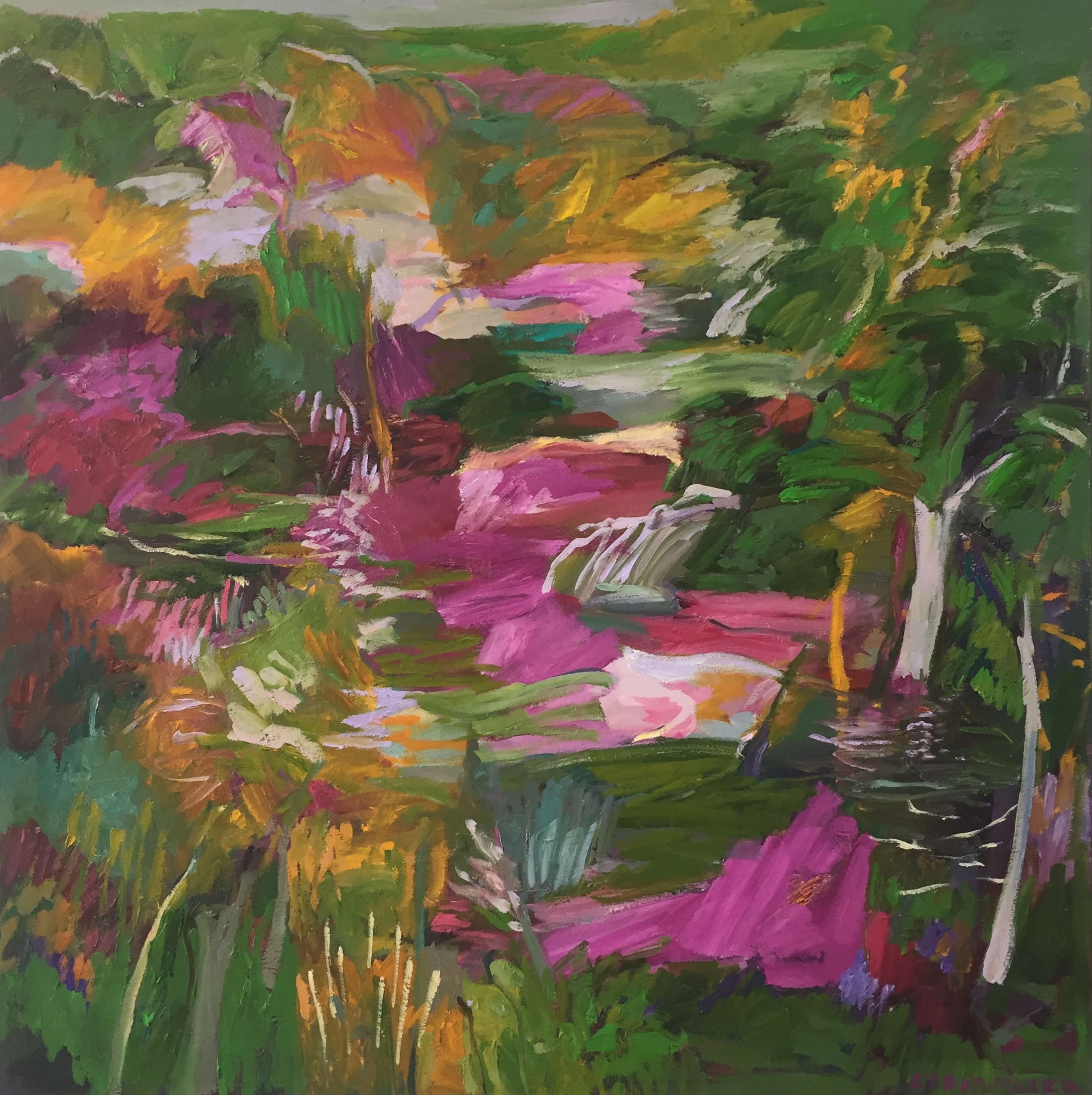 Lydia Miller Magenta 2018 oil on canvas 76 x76cm $900.00