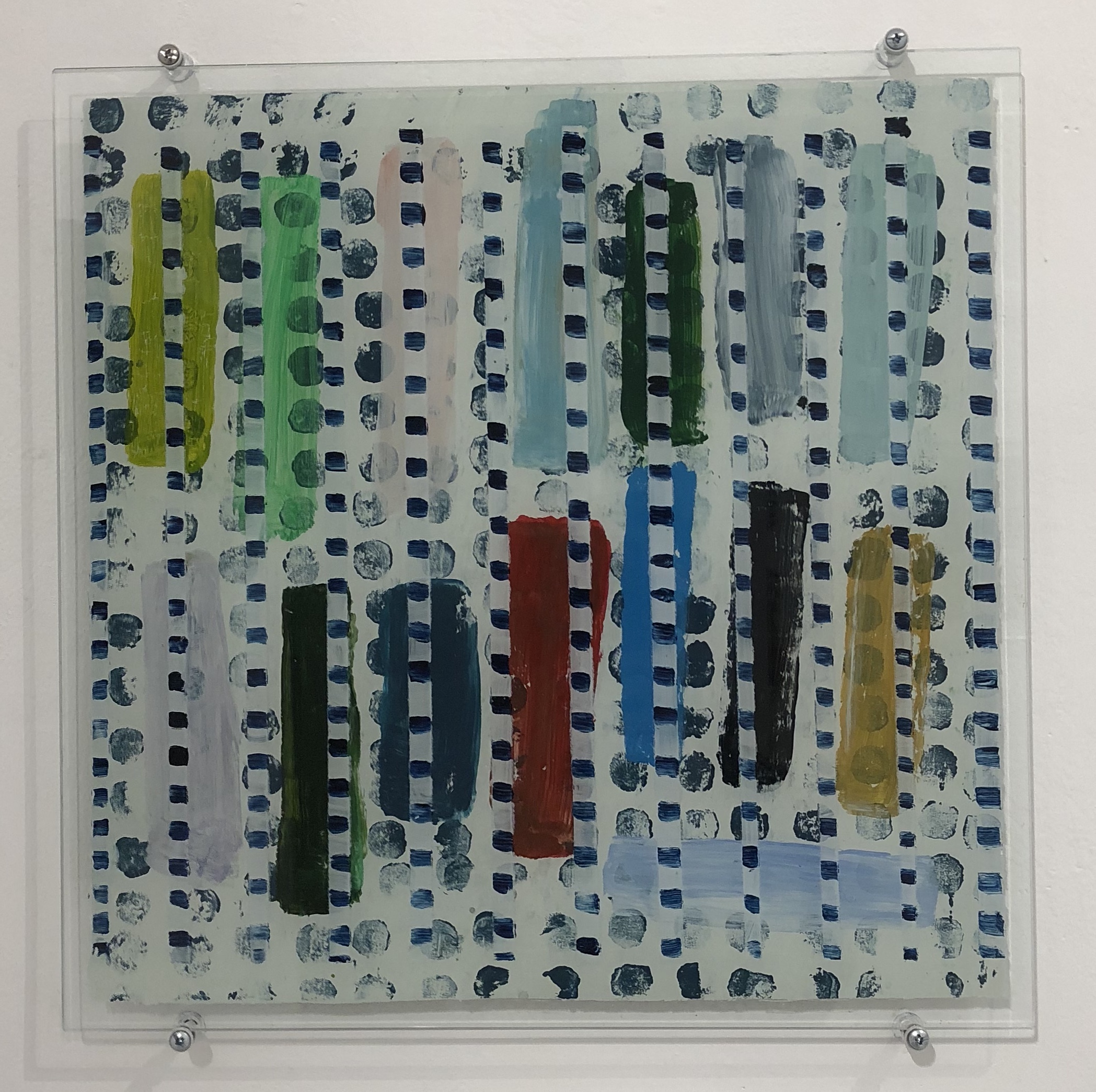 Julia Flanagan Backwards thinking 2017 acrylic on glass 40x40cm $650.00
