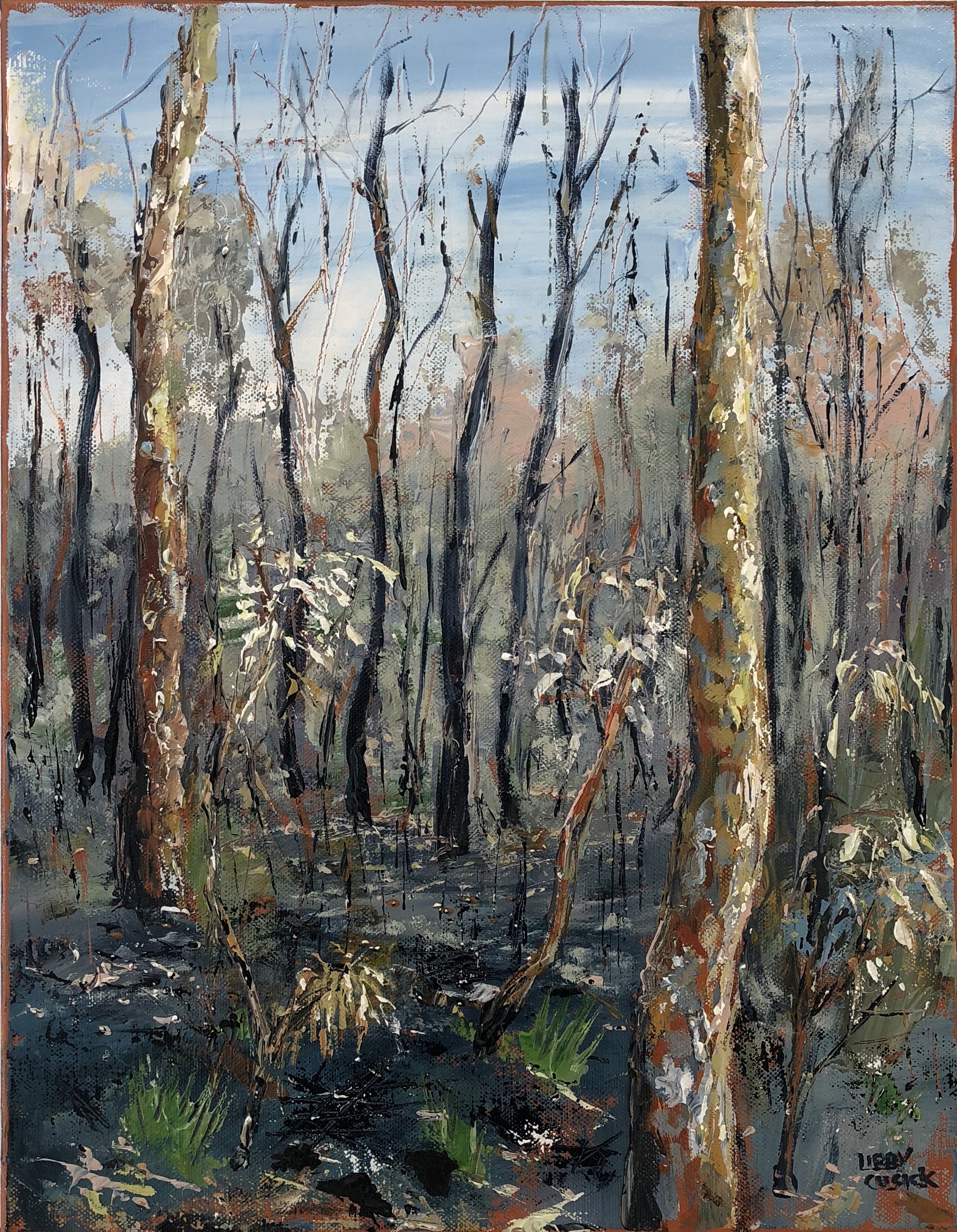 Libby Cusick Aftermath 2017 acrylic on canvas 60 x 55cm $350.00