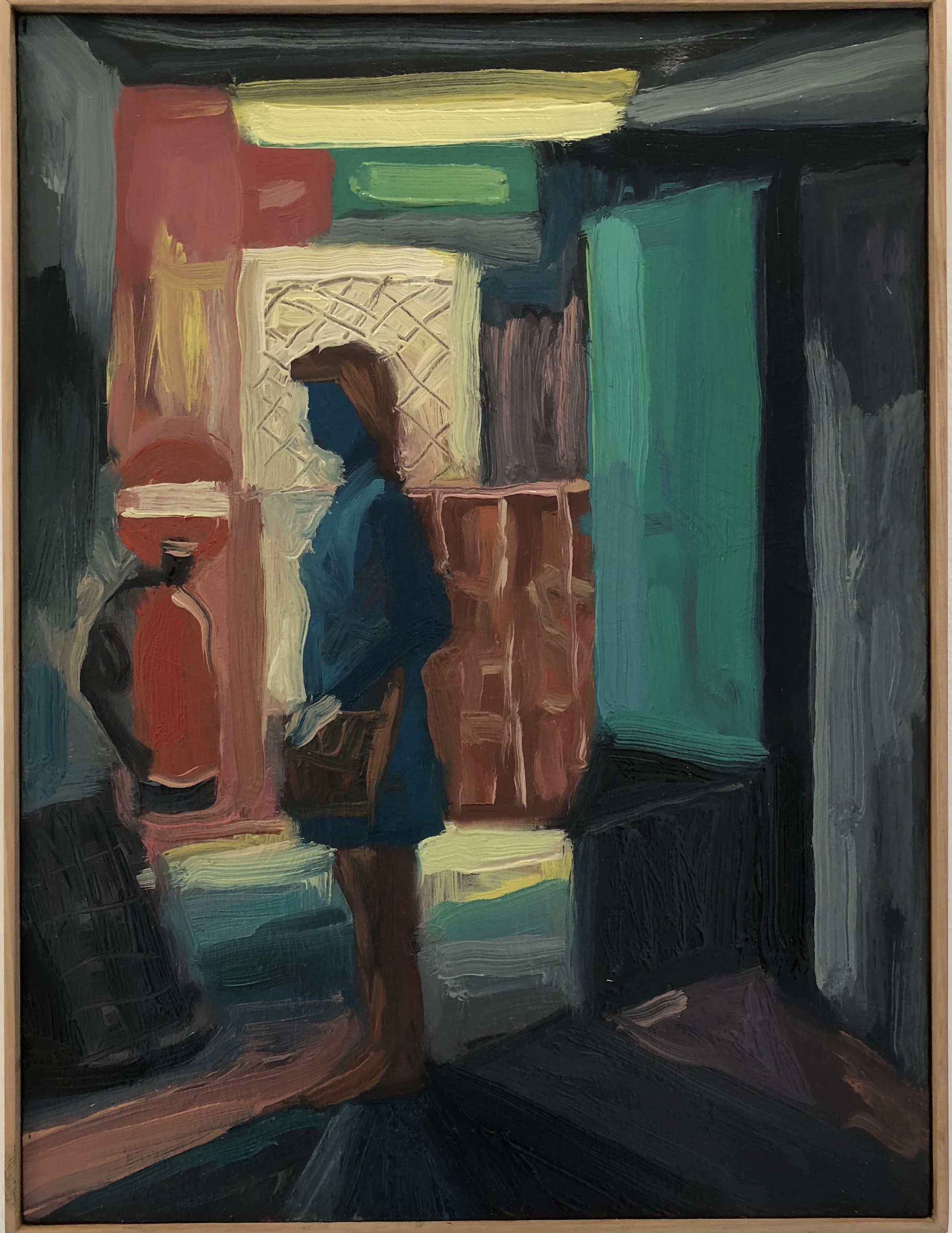 Peter Lankas Waiting 2018 oil on board 40 x 50cm SOLD