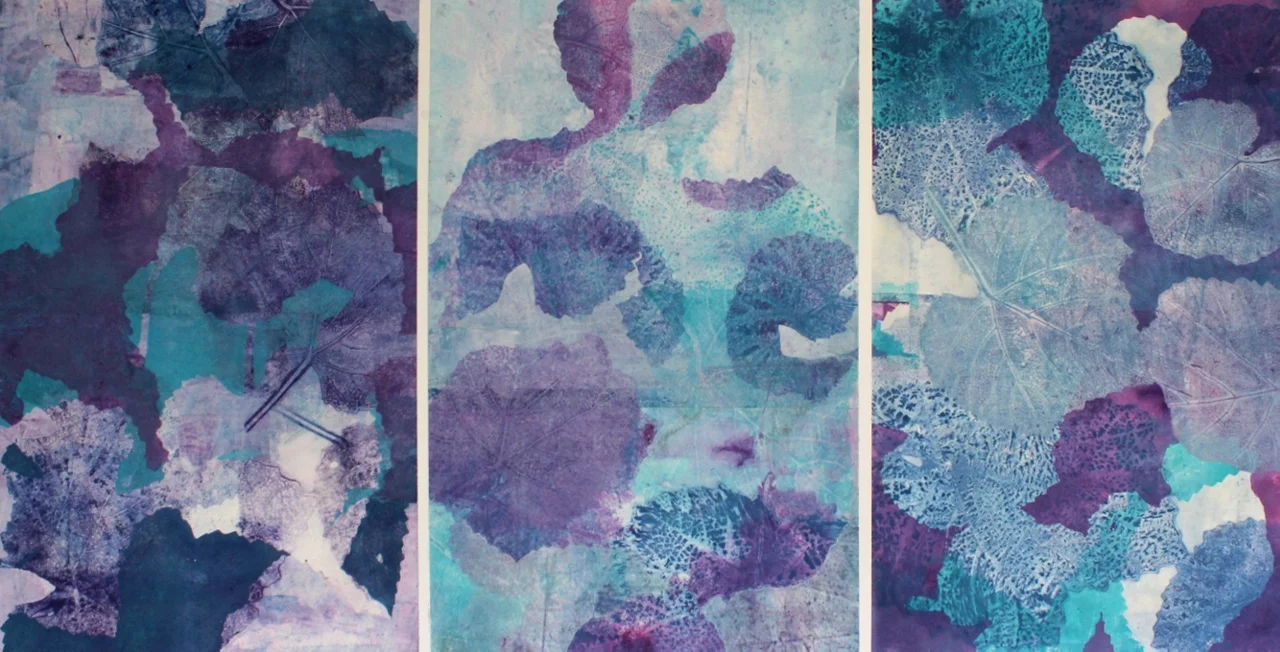 Helene Leane Rhythms 2018 gouache monotype 50x95cm $1500.00 inc frame