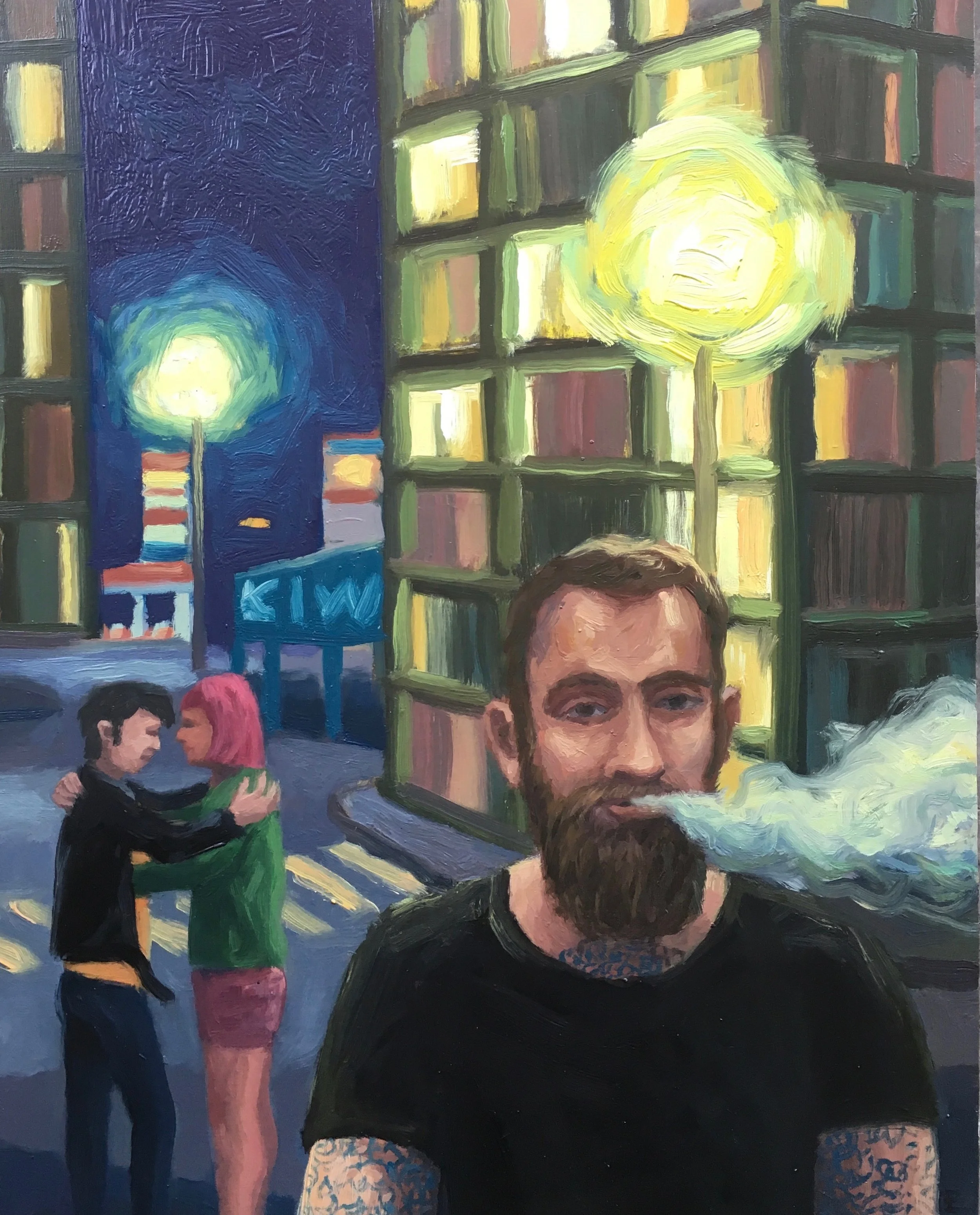 Peter Lankas Night comfort 2018 oil on board 53 x 43cm framed $850.00
