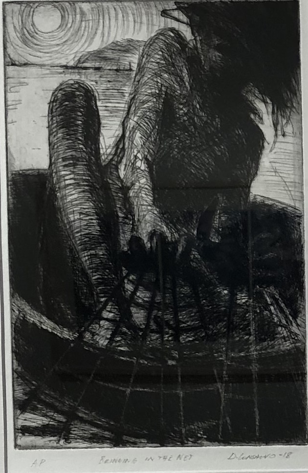 Dino Consalvo Bringing in the net 2018 drypoint etching artist proof 52.5 x 40cm framed $650.00