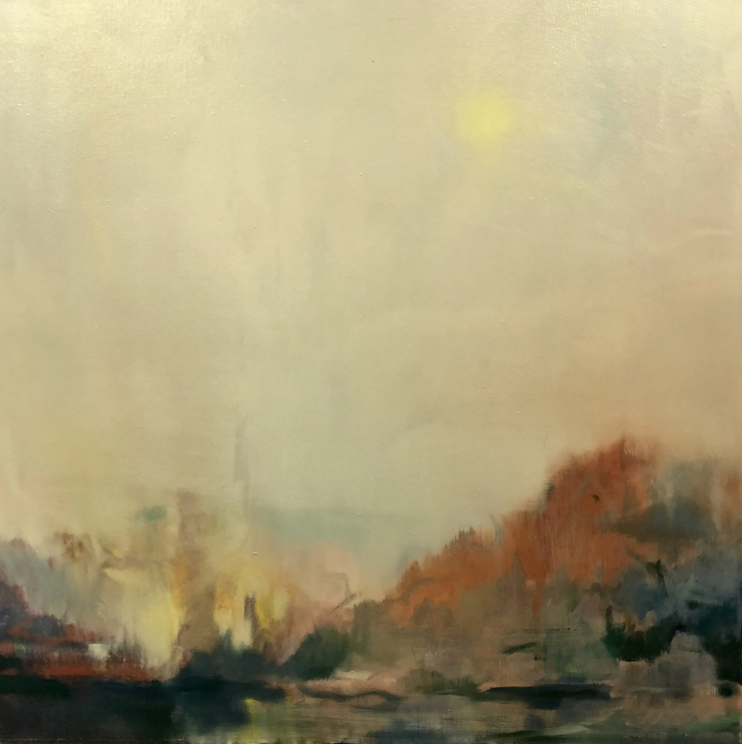 Dan Nelson Dust and light 2018 oil on canvas 76 x76cm $1300.00