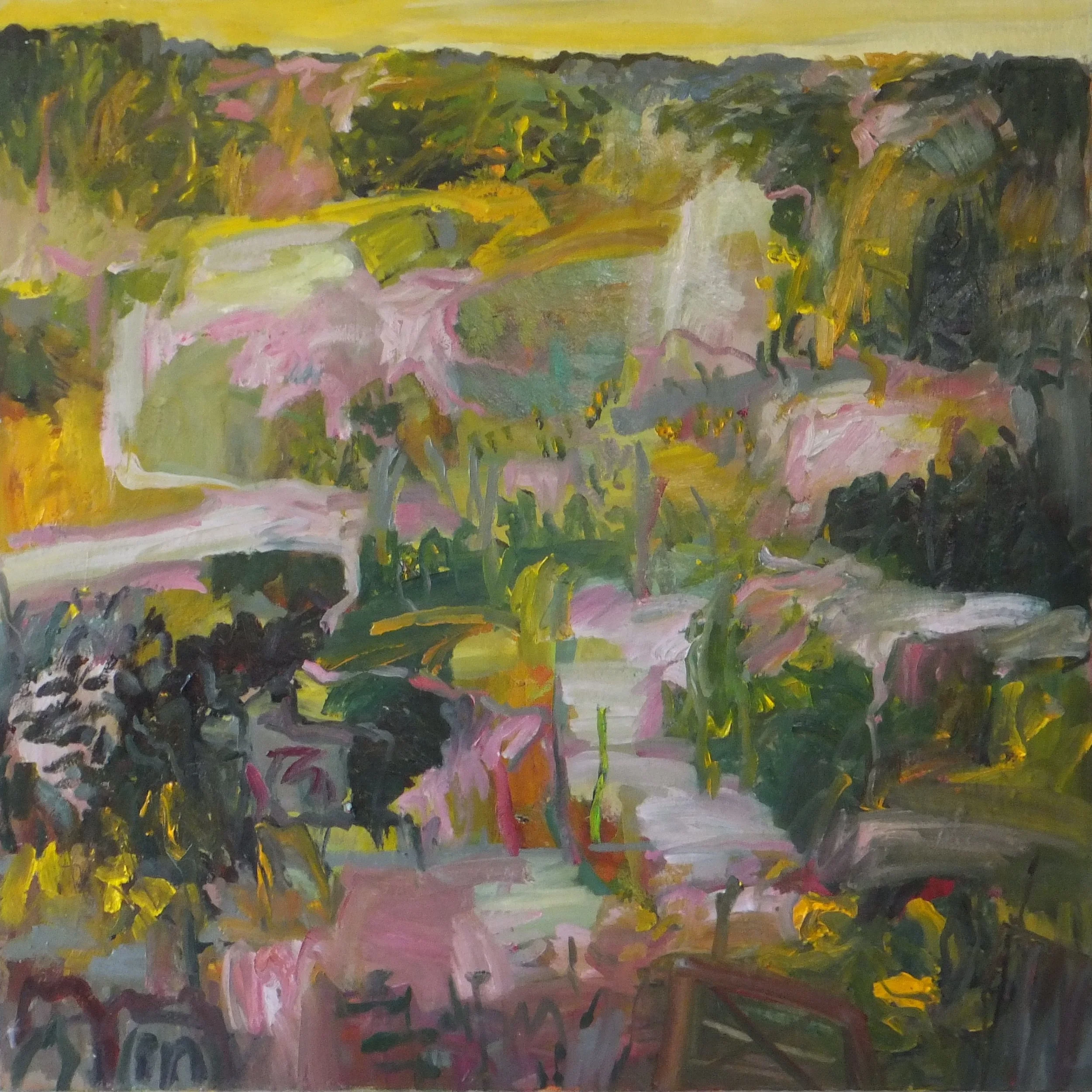Lydia Miller Through the Gate 2018 oil on canvas 76 x 76cm $1200.00