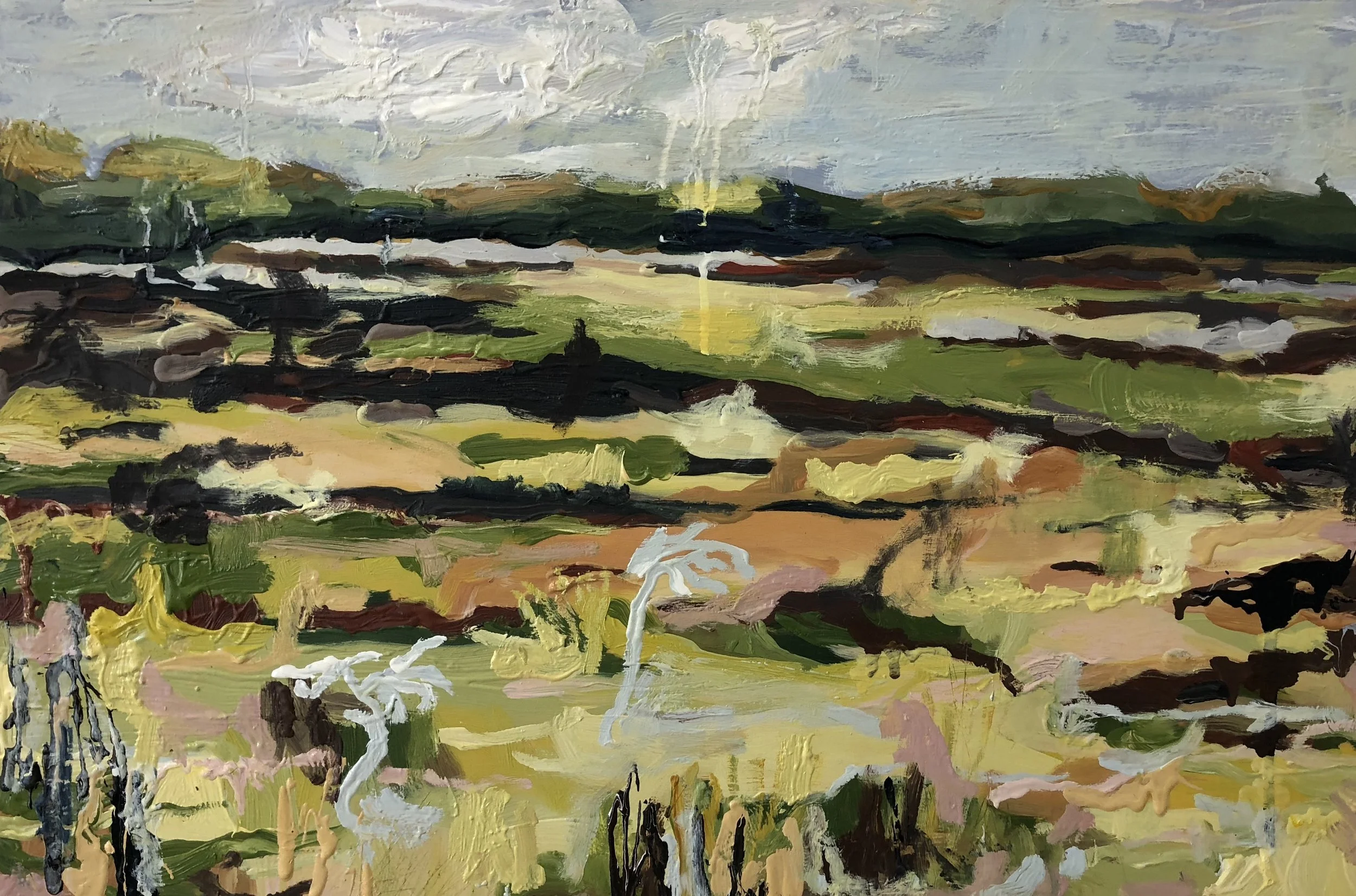 Michelle Teear Poleblue Swamp 2018 oil paint on board, egg emulsion 40 x 60cm $480.00