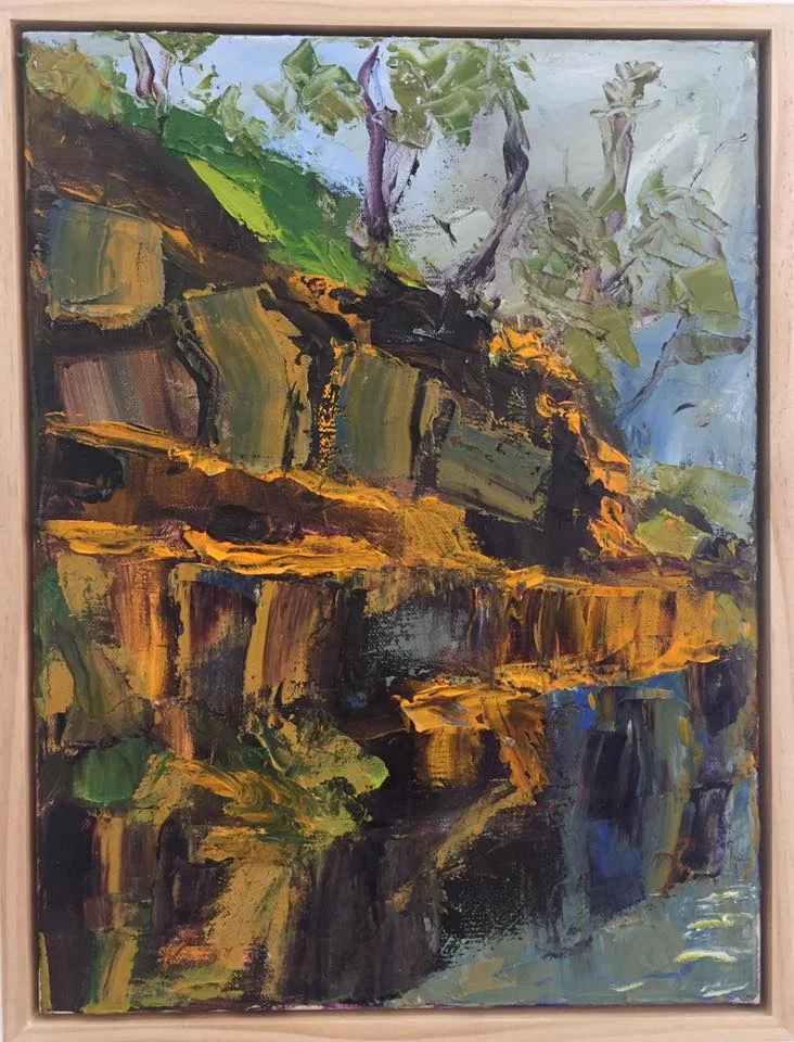 Sally Reynolds The Blue Pool - Angourie – Study 2017 oil on canvas 40x30cm inc frame $550.00