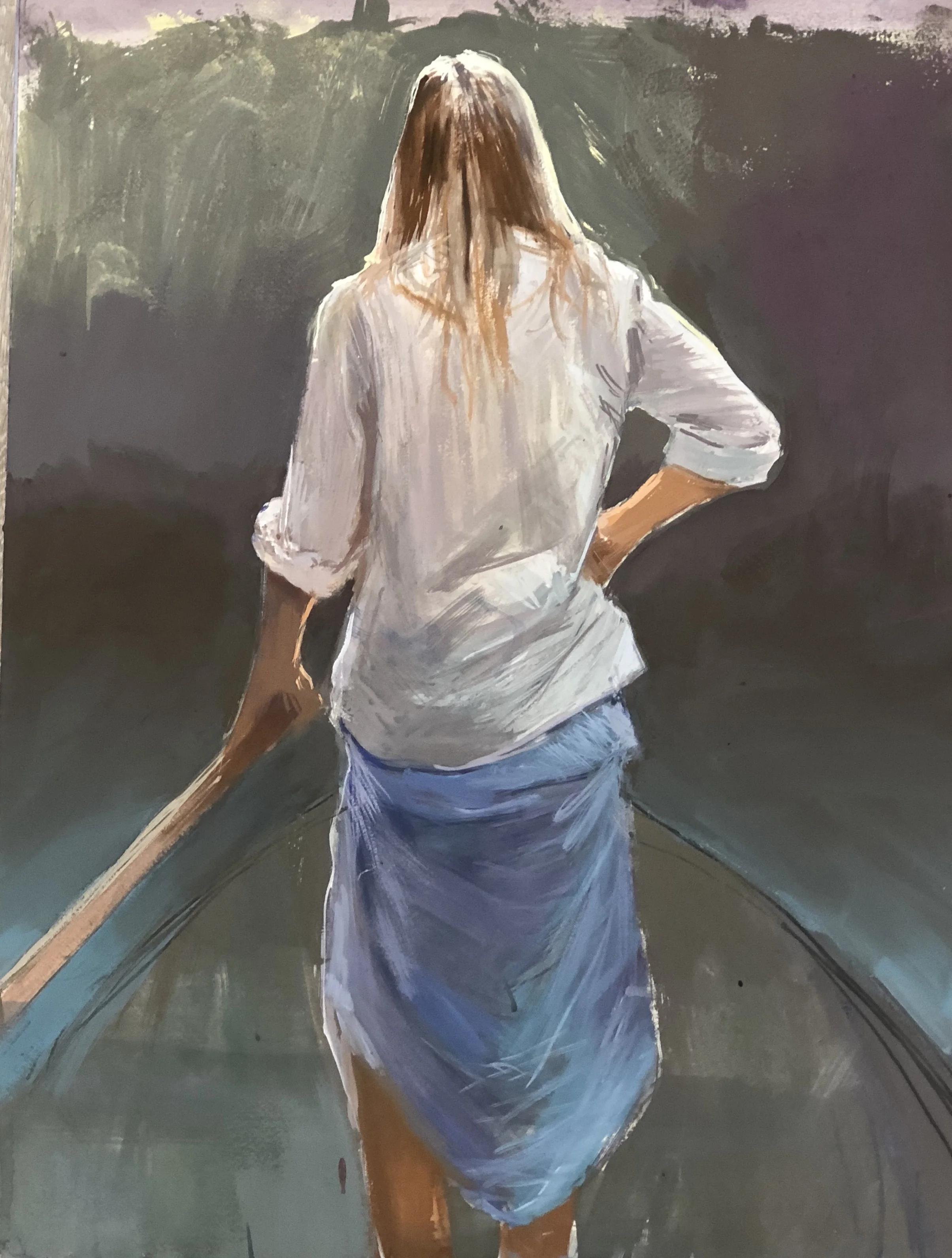 Contemplation 2018 gouache on paper 62.5 x 47.5cm frame $750.00 AVAILABLE