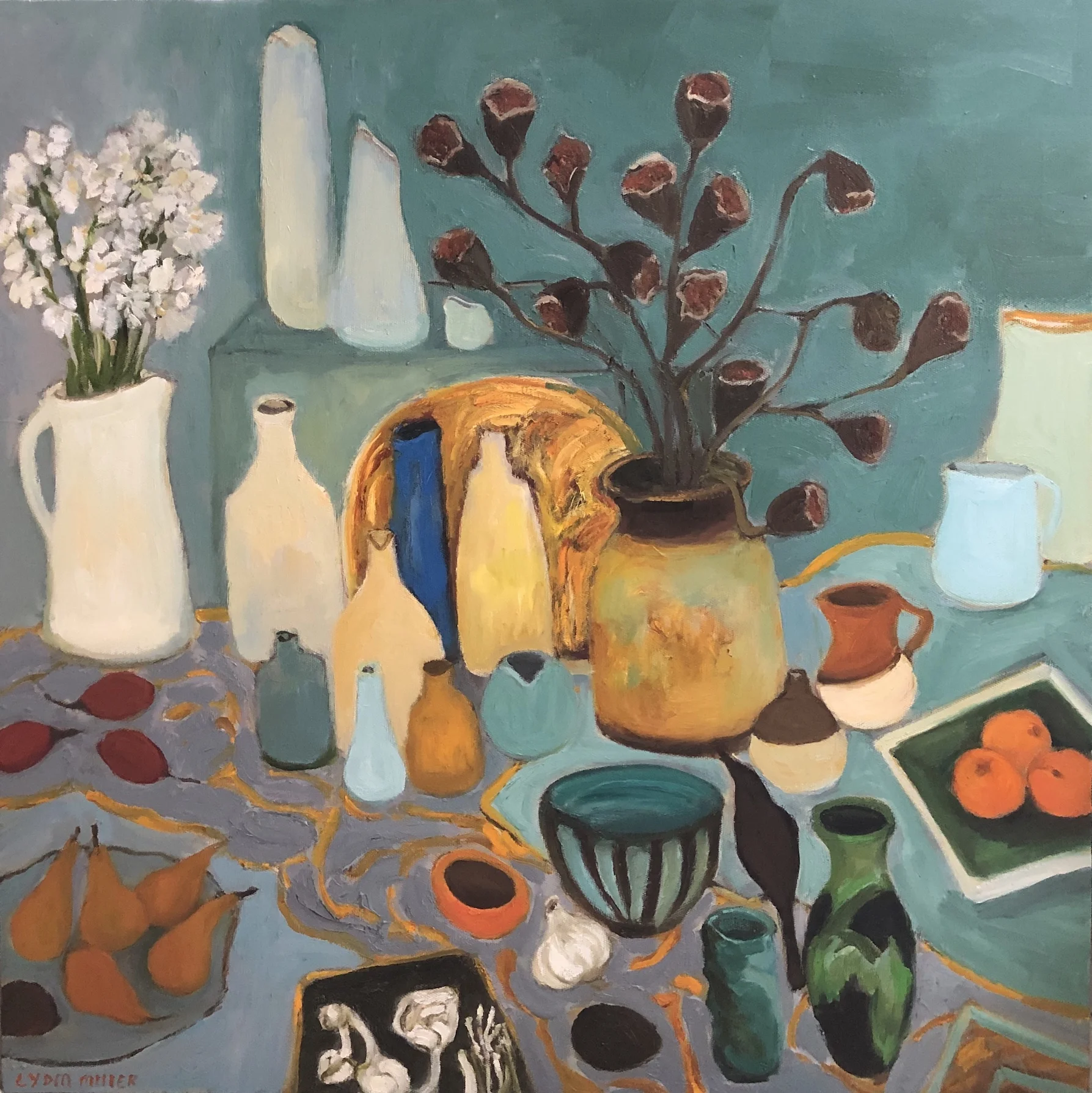 Lydia Miller, Still-Life with gumnuts, 2019, oil on canvas, 76x76cm $920.00 SOLD