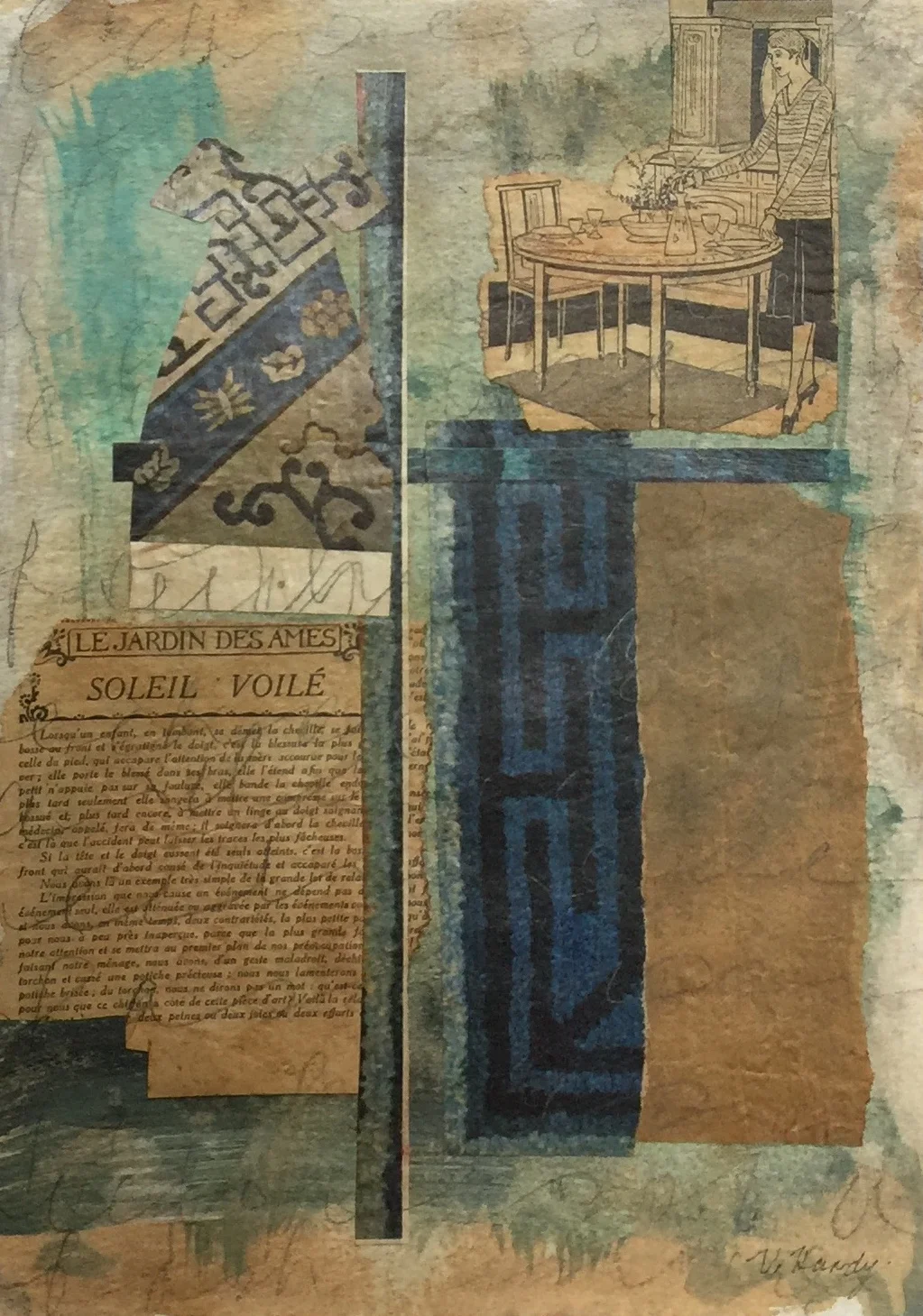 Varelle Hardy Time for Dinner 2018 collage on paper 28 x 35cm frame