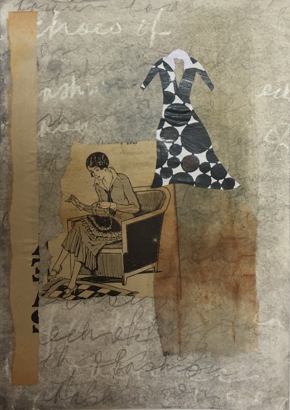 Varelle Hardy The seamstress at work 2018 collage on paper 28 x 35cm frame